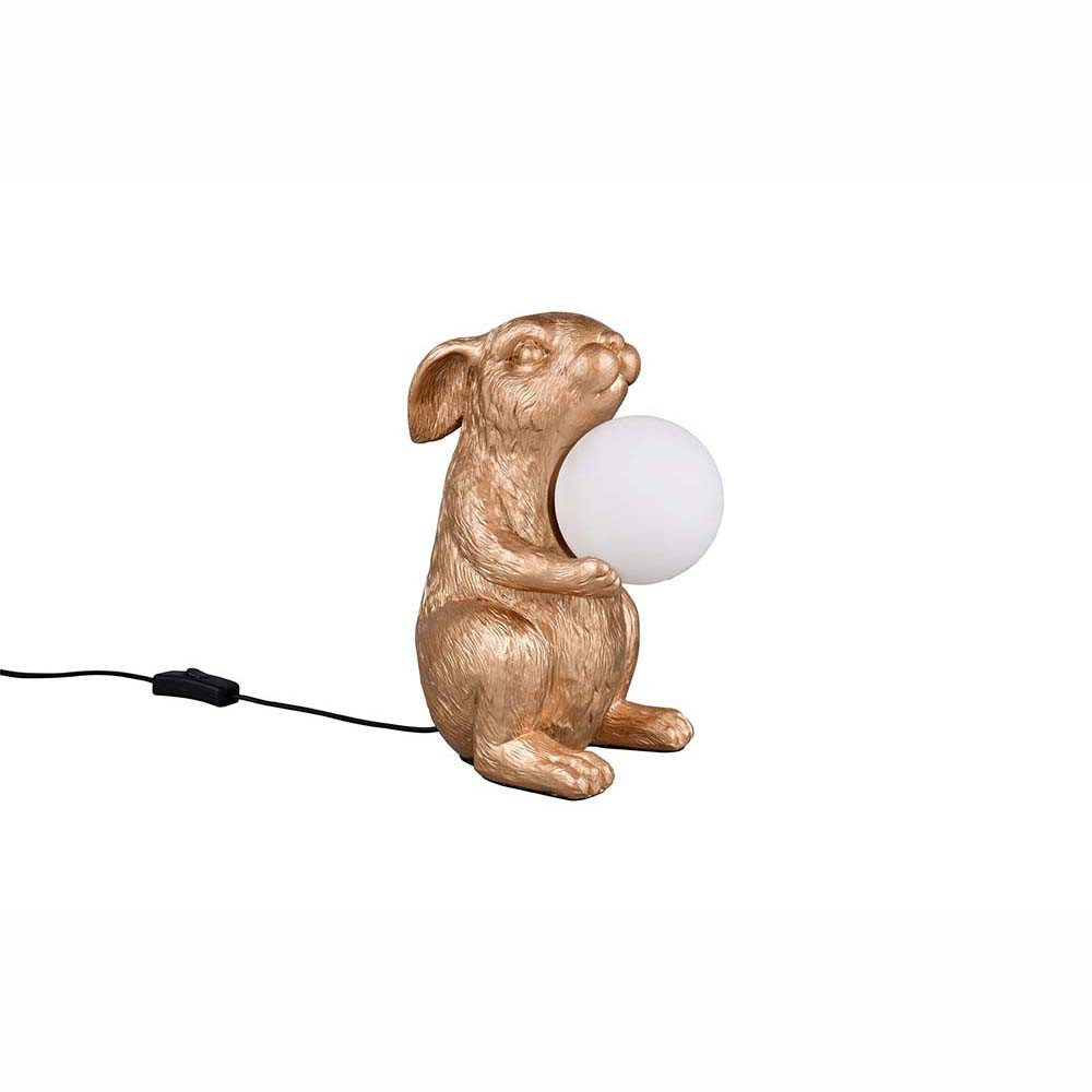 Reality Leuchten Tischleuchte, Leuchtmittel nicht inklusive, Tischleuchte Beistelllampe Dekolampe Figur goldfarbig Schnurschalter H