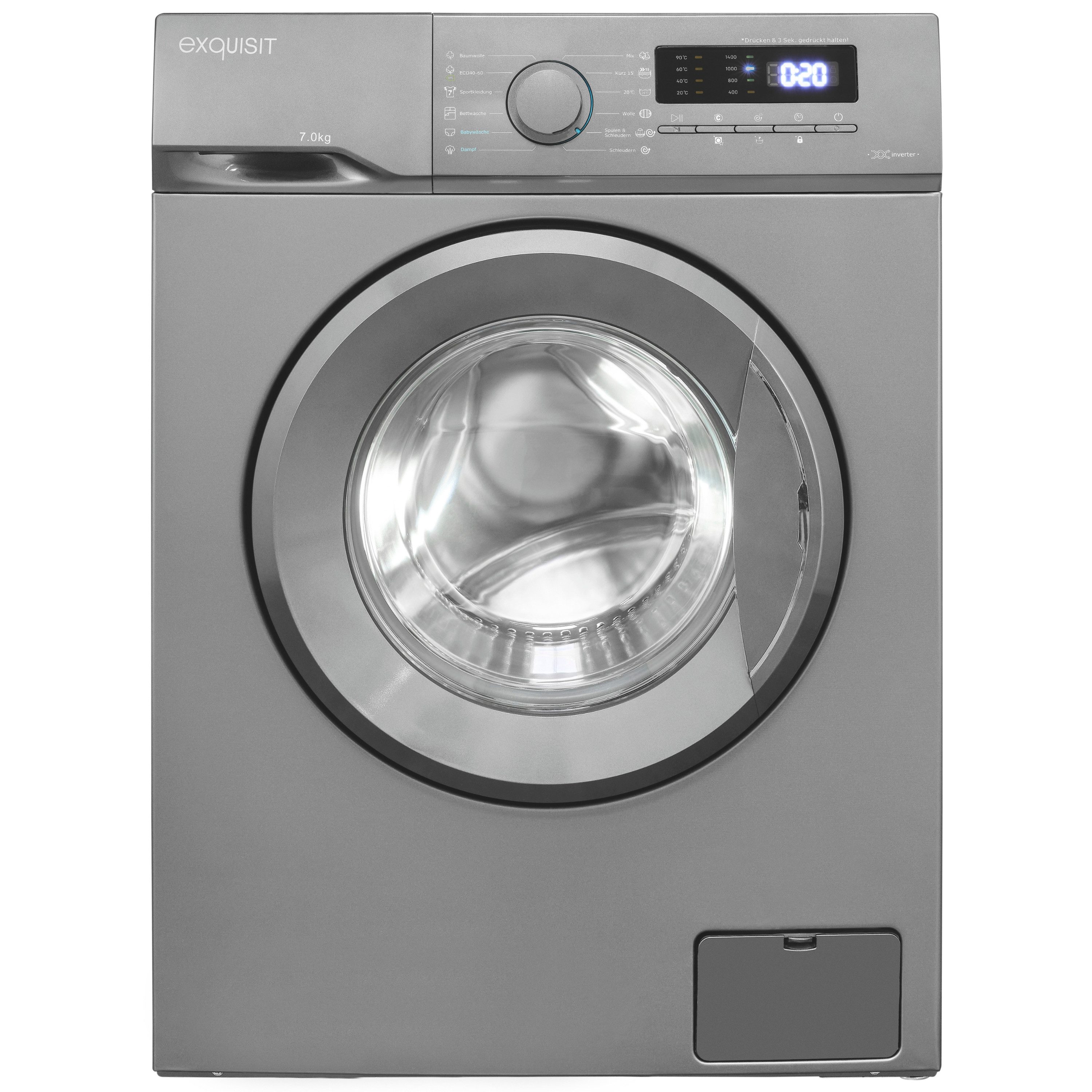 exquisit Waschmaschine WA57014-020A, 7 kg, 1400 U/min, 40 kWh, 37 L, 76 dB, Geräuschklasse B