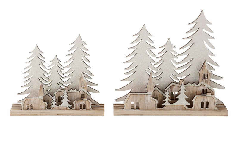 RIFFELMACHER & WEINBERGER Weihnachtsfigur Winterwald-Silhouette, Weihnachtsdeko (Set, 2 St), mit Glitter