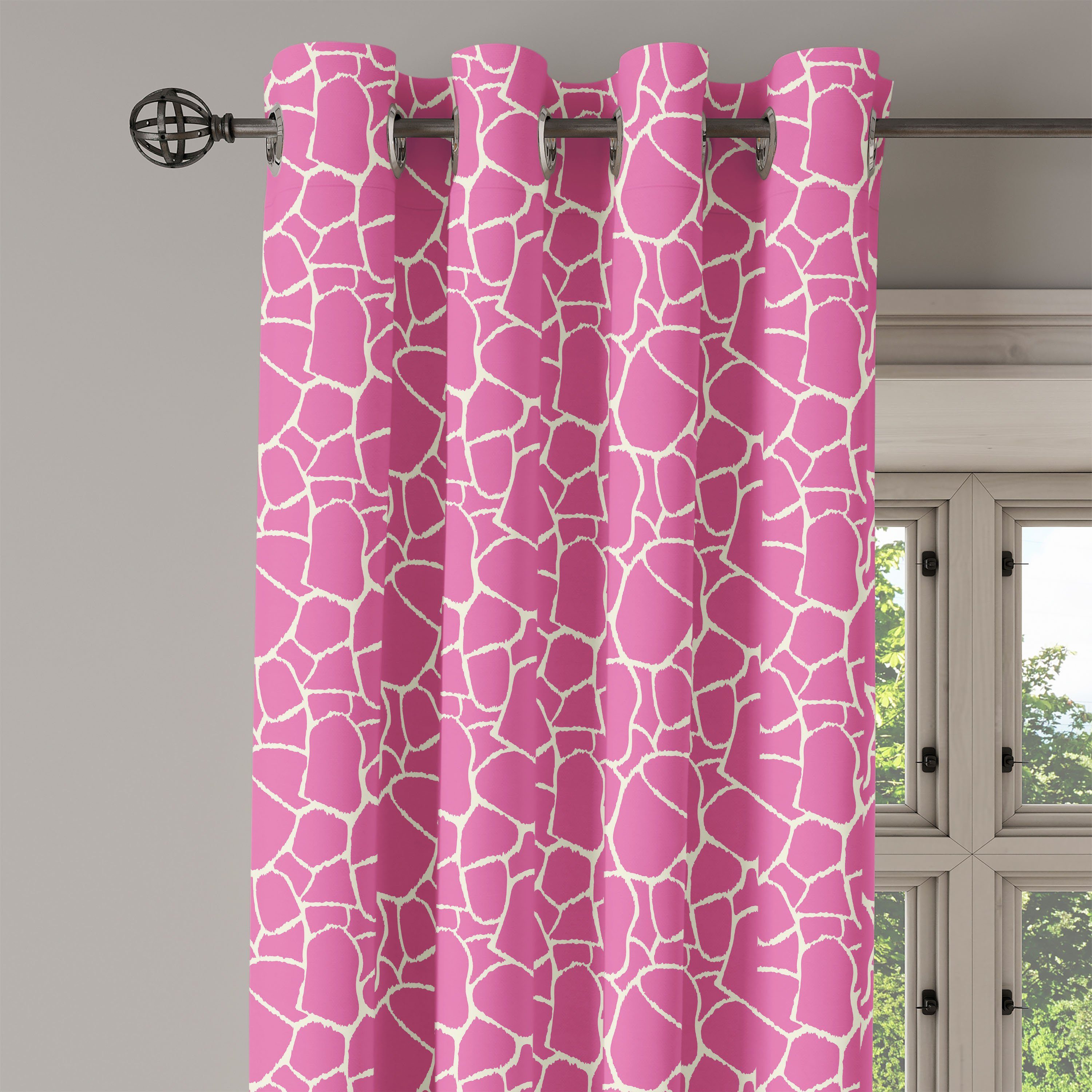 Dekorative Gardine Zusammenfassung Haut Giraffe Schlafzimmer 2-Panel-Fenstervorhänge Hot für Pink Wohnzimmer, Abakuhaus,