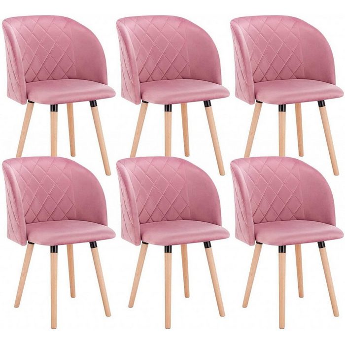 EUGAD Esszimmerstuhl (6 St) Design Stuhl mit Armlehne aus Samt Massivholz