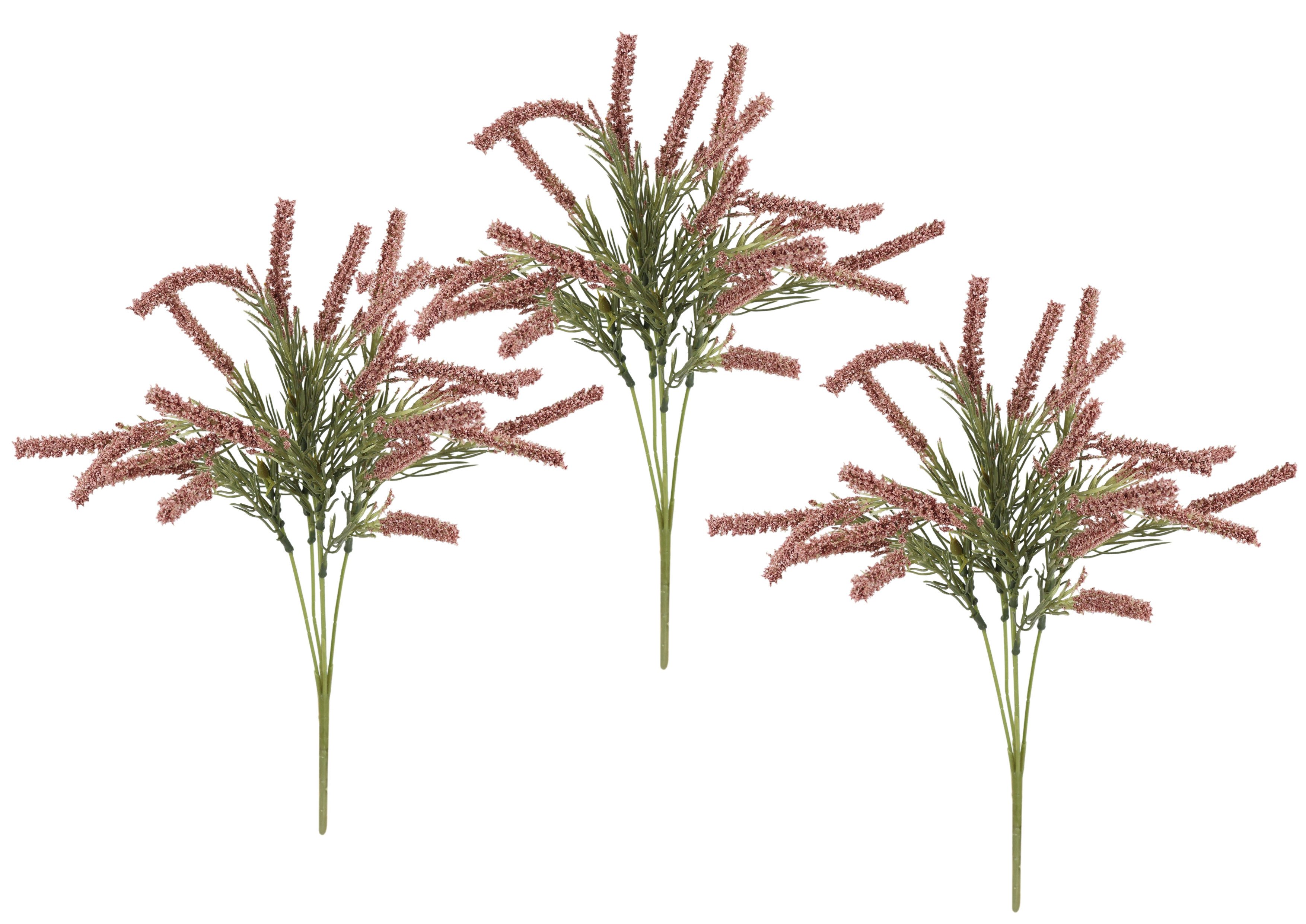 Kunstpflanze Erikabusch 3er Set, I.GE.A., Höhe 35 cm, 35cm Erika Heidenkraut Strauch Bouquet Tischdeko Pflanze Herbstdeko