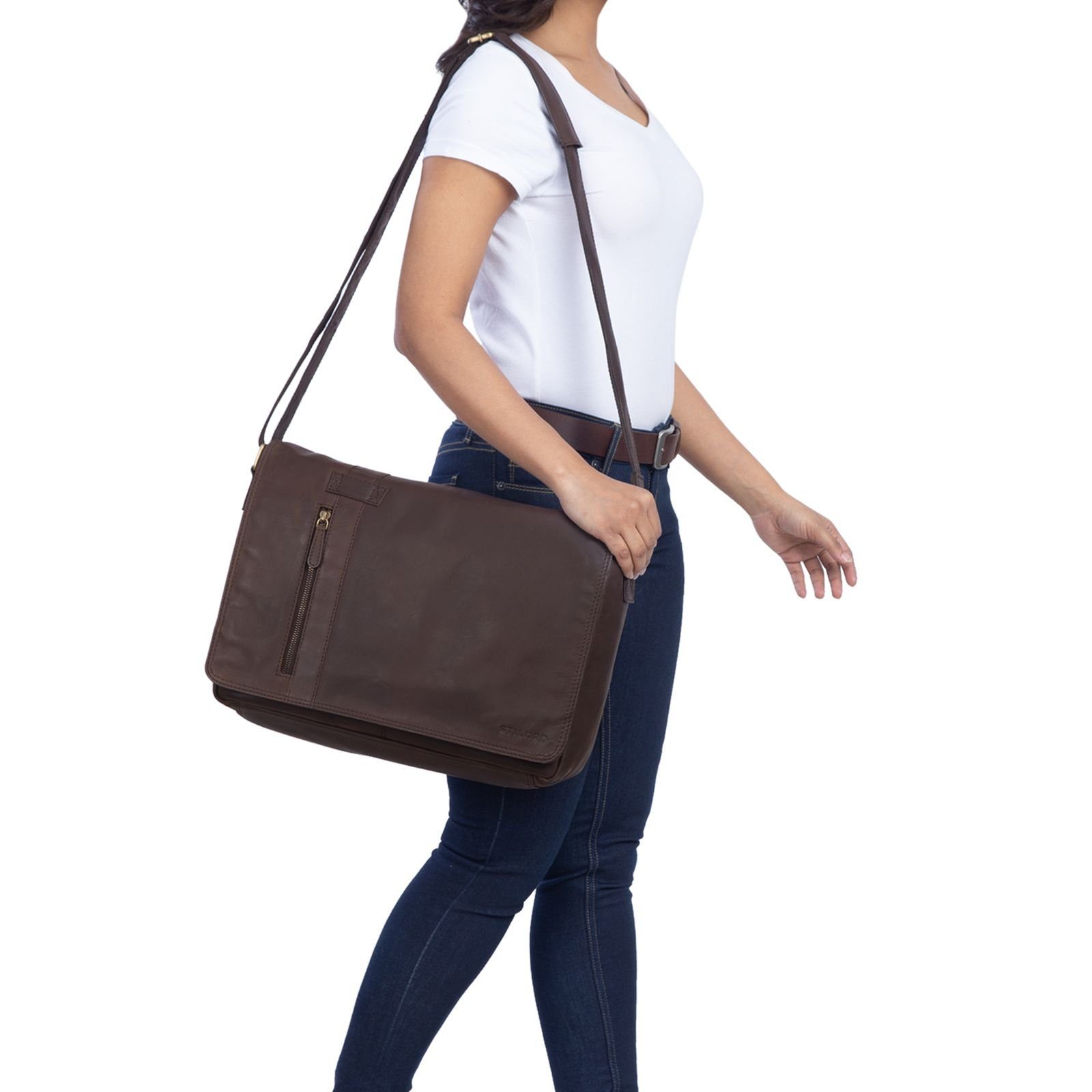 STILORD Schultertasche "Nicolas" Messenger Bag Laptoptasche Leder