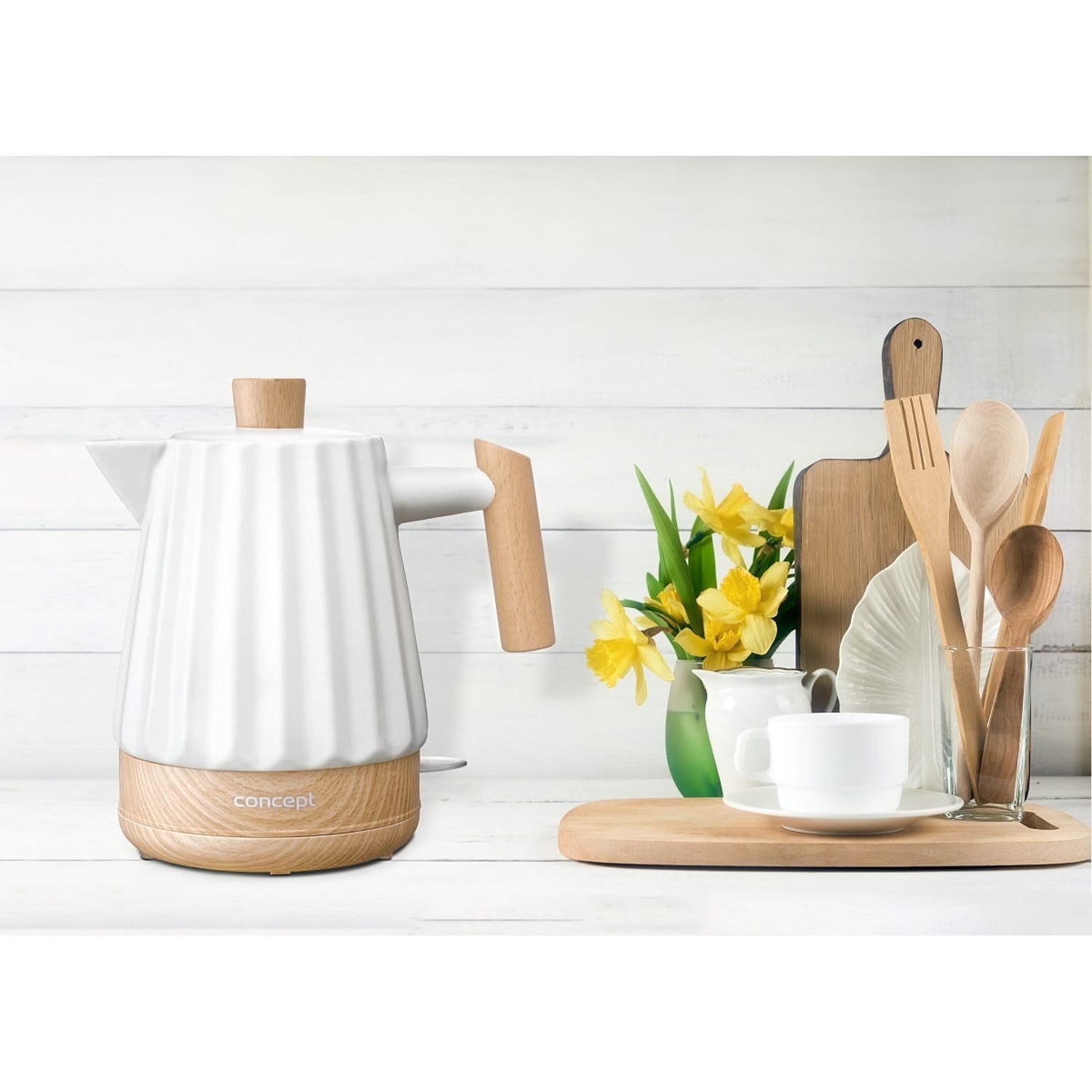 Concept Wasserkocher RK0090, 1.5 l, 1500 W, Kabelloser Keramik-Wasserkocher 1500W 1.5L weiß