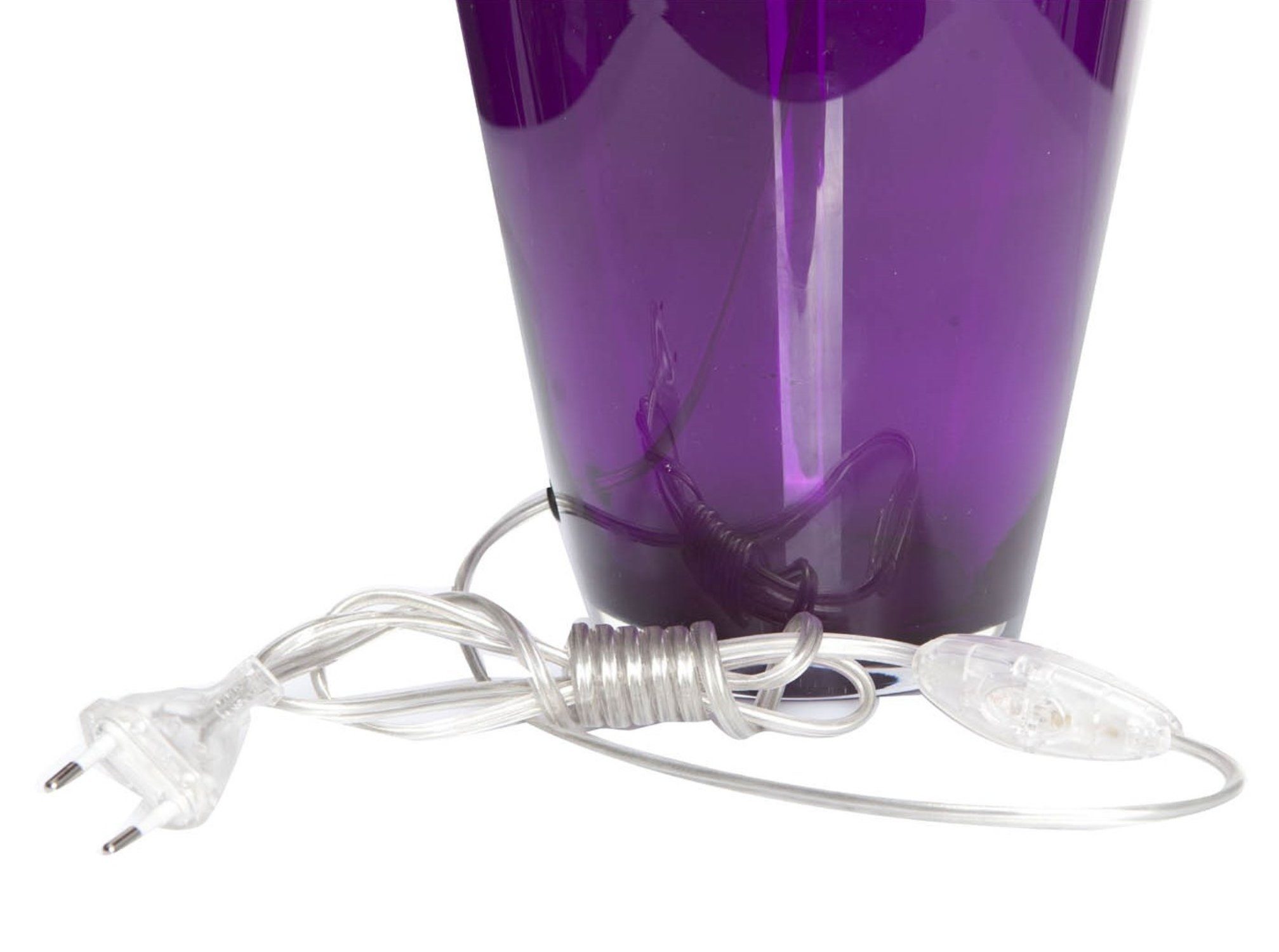 Home Lampenschirm Leuchtmittel, aus Glas lila Warmweiß, mit schmal, Collection Tischlampe mundgeblasen Glaslampe Signature Tischleuchte ohne