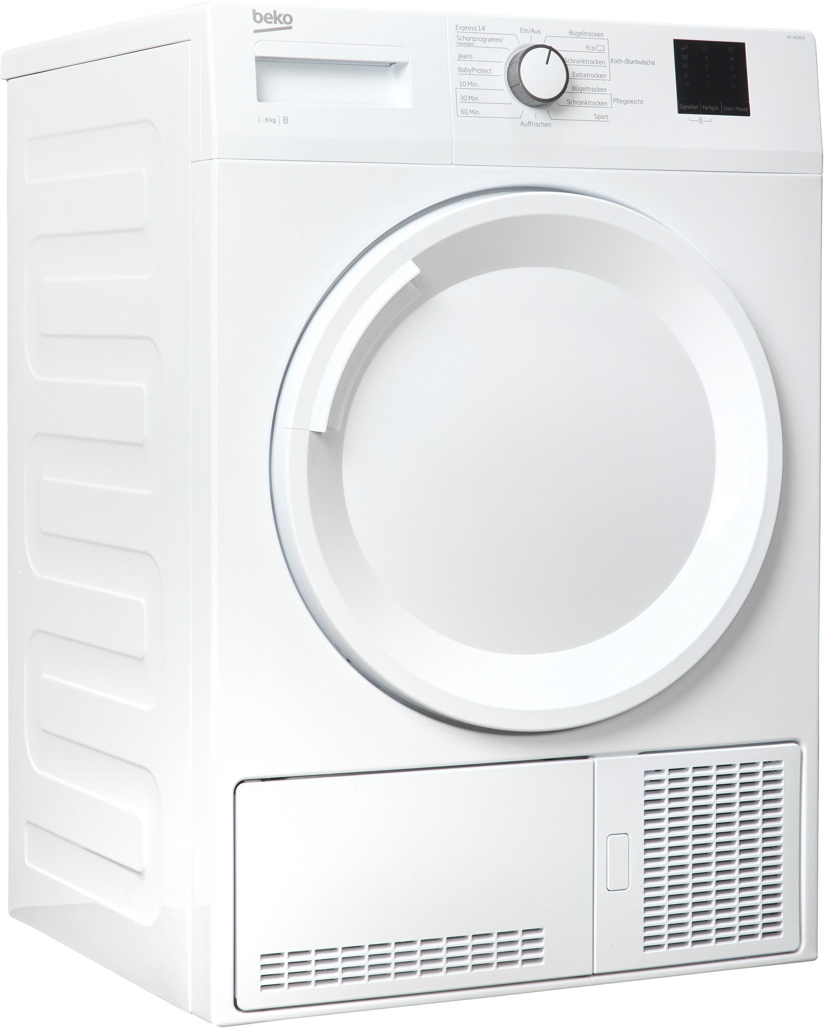 BEKO Kondenstrockner DCU 8230 N, Express-Programm, Aquawave-Schontrommel, LED-Display