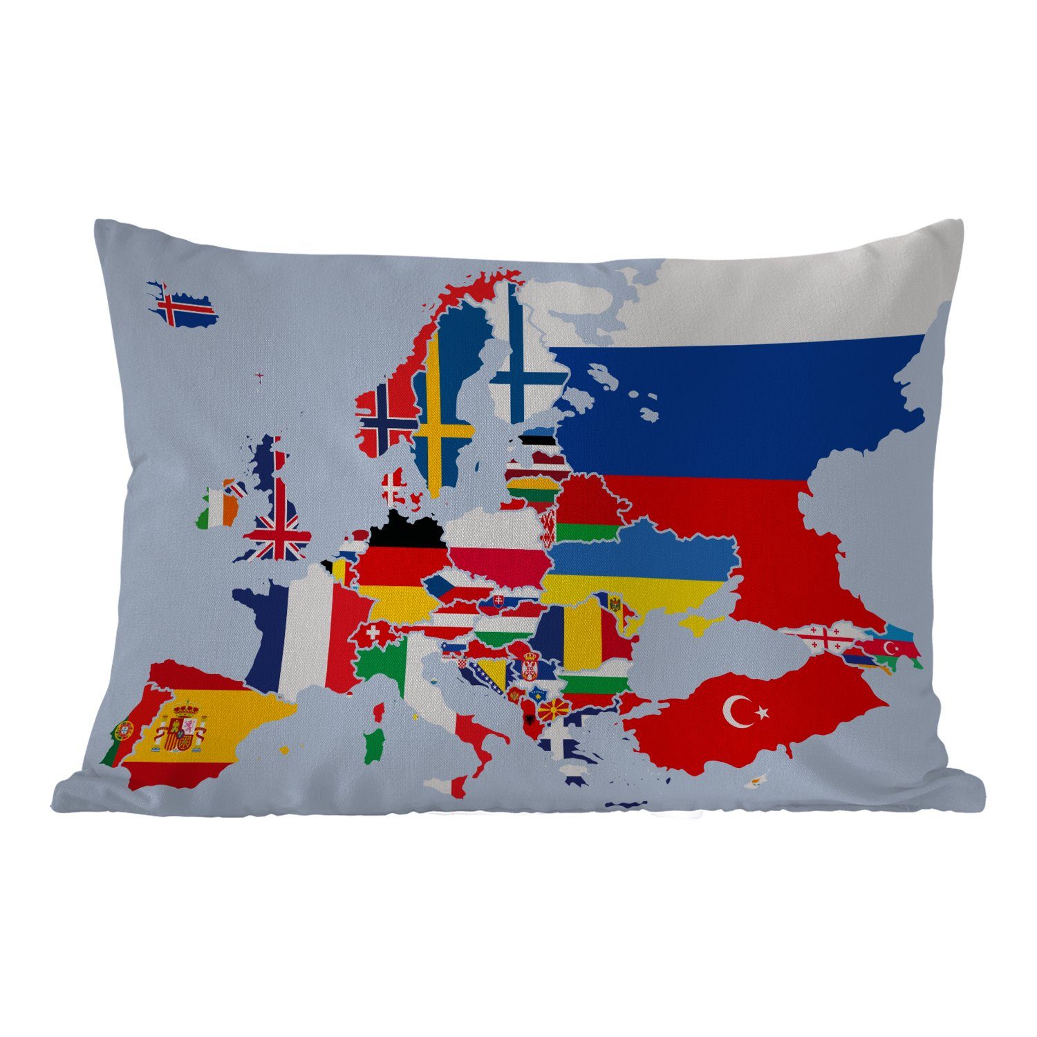 MuchoWow Dekokissen Karte - Europa - Flagge, Outdoor-Dekorationskissen, Polyester, Dekokissenbezug, Kissenhülle