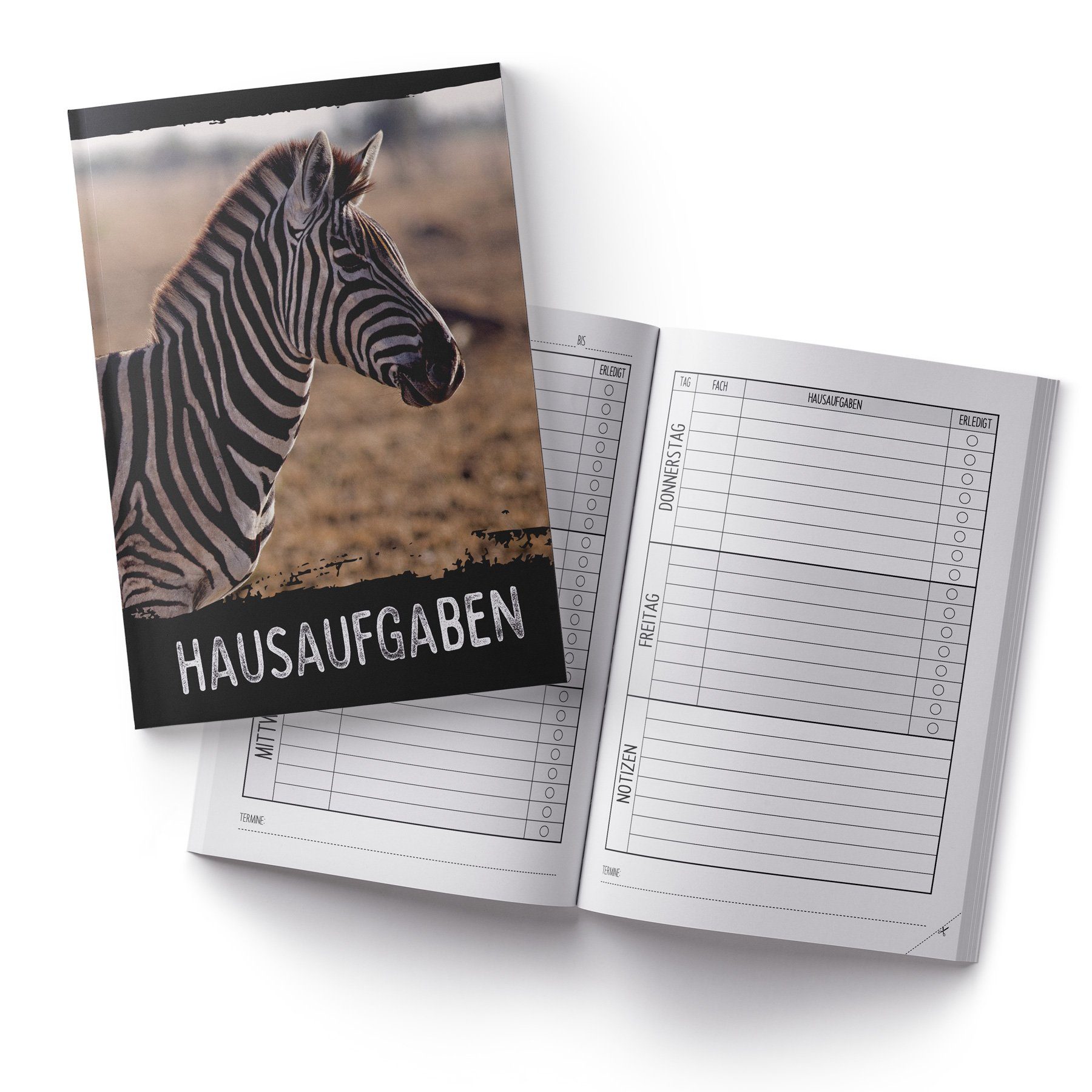 itenga Notizheft itenga Hausaufgabenheft Zebra (Motiv 22) DIN A5, 96 Seiten