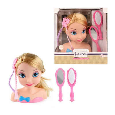 Toi-Toys Babypuppe Kinder Frisierpuppe Beauty Frisierkopf mit Bürste und Spiegel
