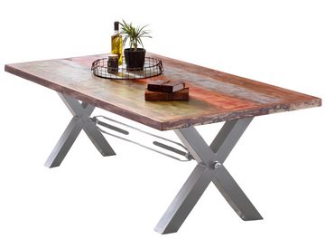 dynamic24 Esstisch, Tisch 240x100 cm Altholz bunt lackiert Altholz mehrfarbig