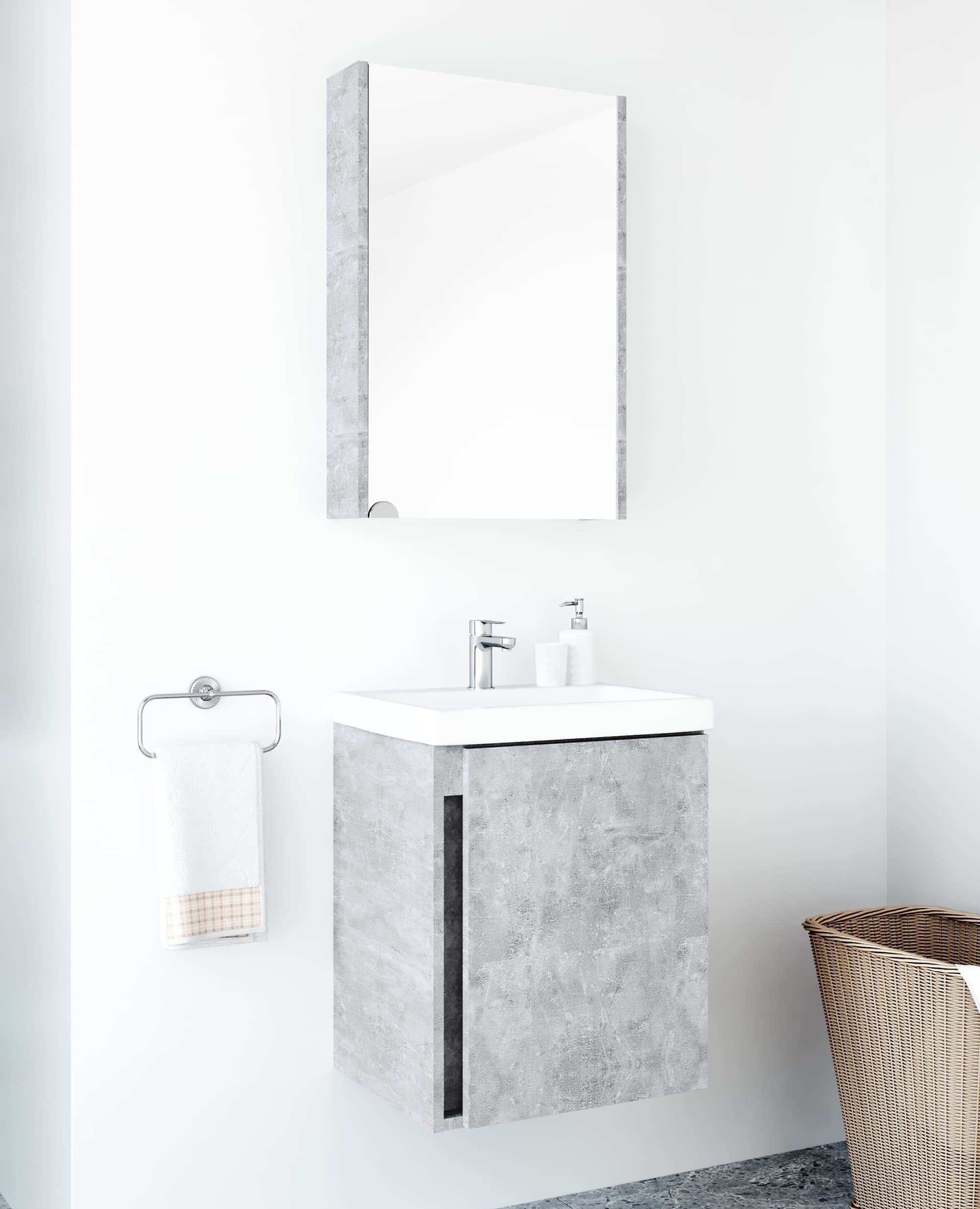 Planetmöbel Badezimmerspiegelschrank Spiegelschrank 50cm beton
