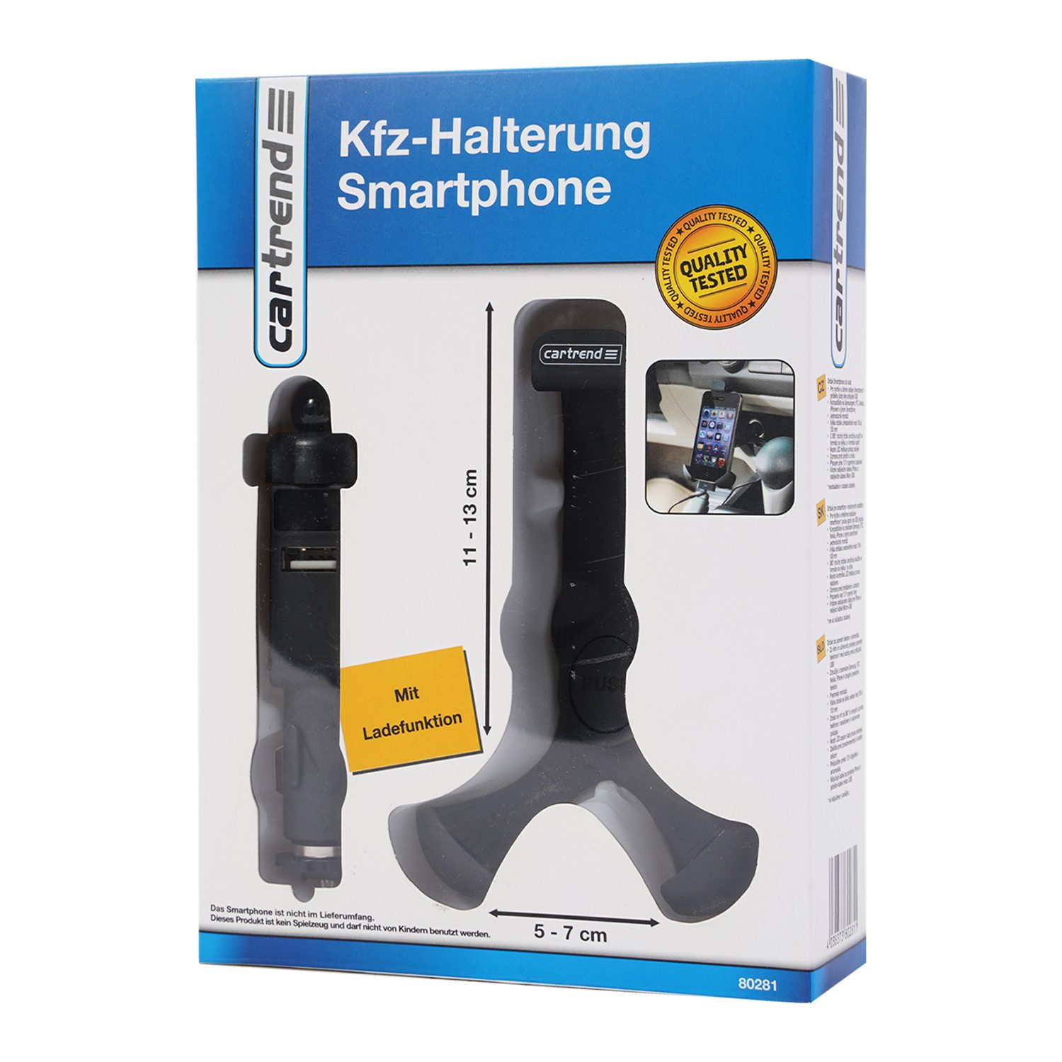 Cartrend Handy-Halterung 360° Kfz Halterung Universal Auto PKW Handy-Halter, (Universell, Lademöglichkeit über USB-Port 360° für Smartphone bis 5,4) – Bild 5 von 5
