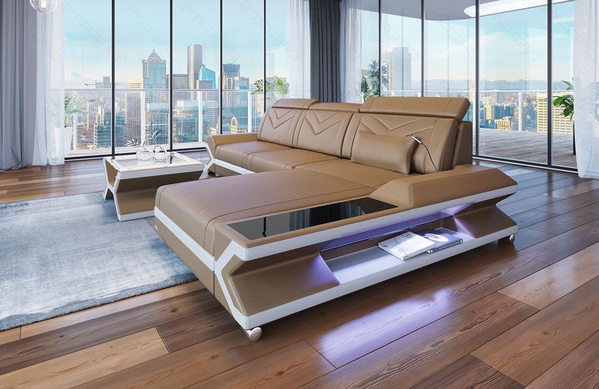 Sofa Dreams Ecksofa Leder Couch Sofa Napoli L Form Ledersofa, mit LED, wahl günstig online kaufen