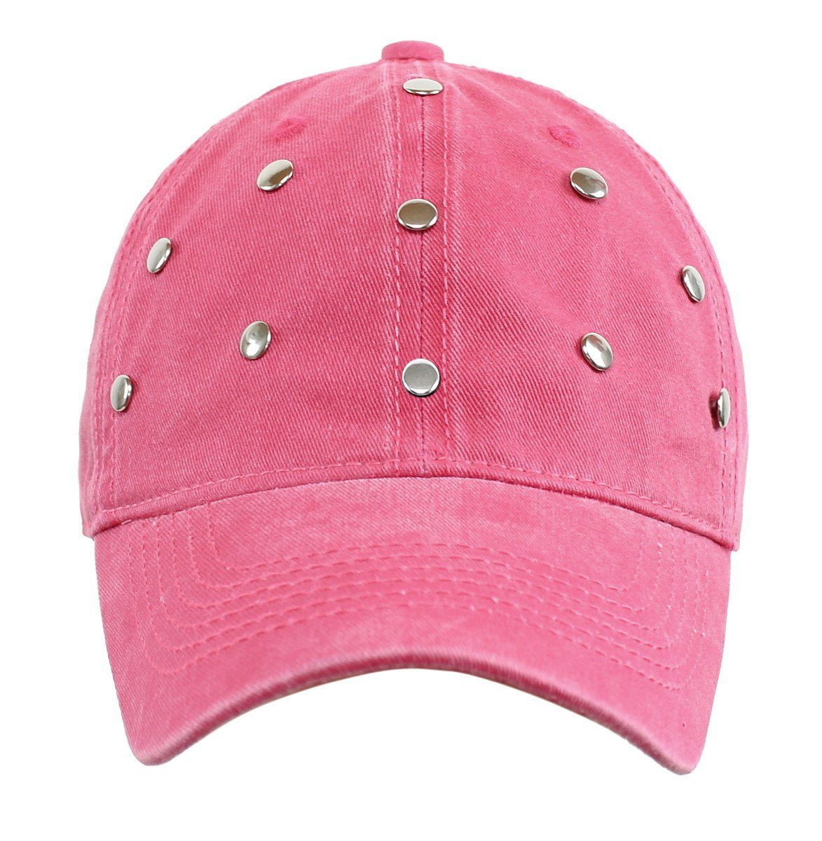 Kappe Cap Cap dy_mode Mit Damen Luftlöcher, Nieten mit Glitzer/Nieten Baseball Baseball Herren Mütze Basecap K011-Pink Unisex