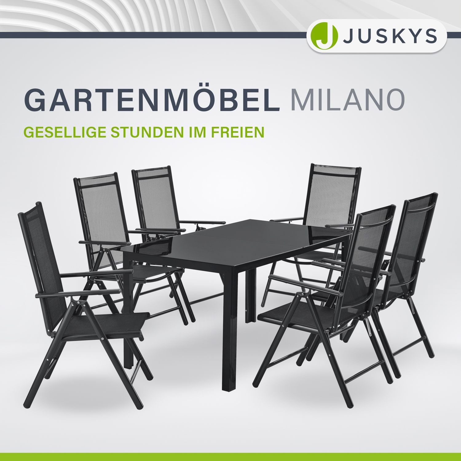 Juskys Garten-Essgruppe Milano, (7-tlg), 6 Gartenstühlen plus Tisch - Stühl günstig online kaufen