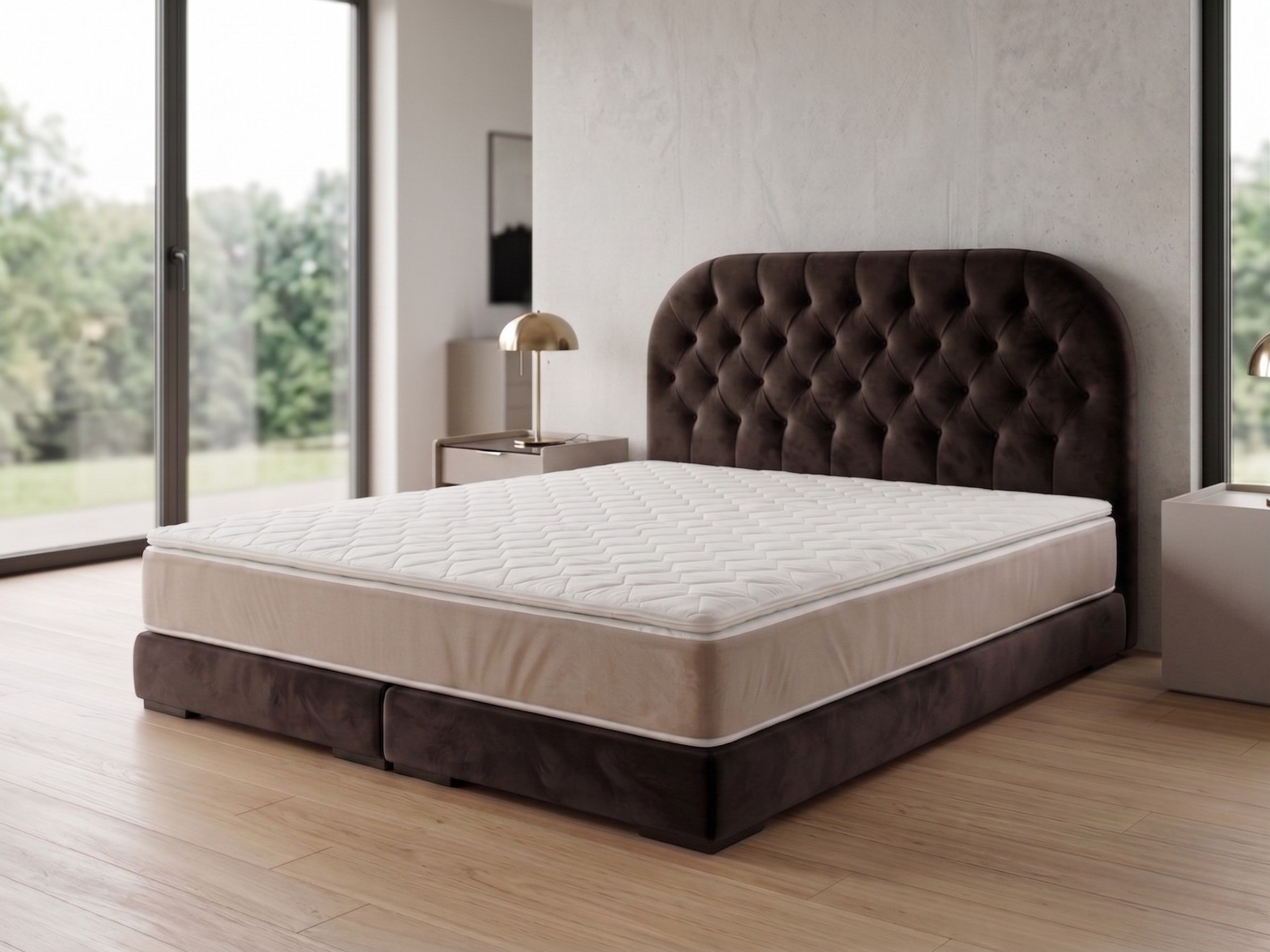 A&J MöbelLand GmbH Polsterbett LEON mit Kopfteil - Stilvolles Bettgestell für Ihr Schlafzimmer (Länge: 209 cm, Höhe Kopfteil: 110 cm, 4 Kopfteil-Varianten, 7 Größen zur Auswahl, Modernes Design, TOP ANGEBOT!, Inklusive Bettgestell), Komplettgestell-Set