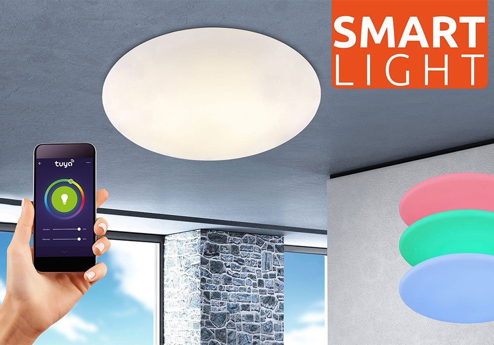 Farbwechsel, verbaut, Smart LED-Leuchte, Globo Fernbedienung Tageslichtweiß, Smarte fest Neutralweiß, Decken LED-Leuchtmittel LED Leuchte Kaltweiß, Tageslicht Warmweiß, RGB