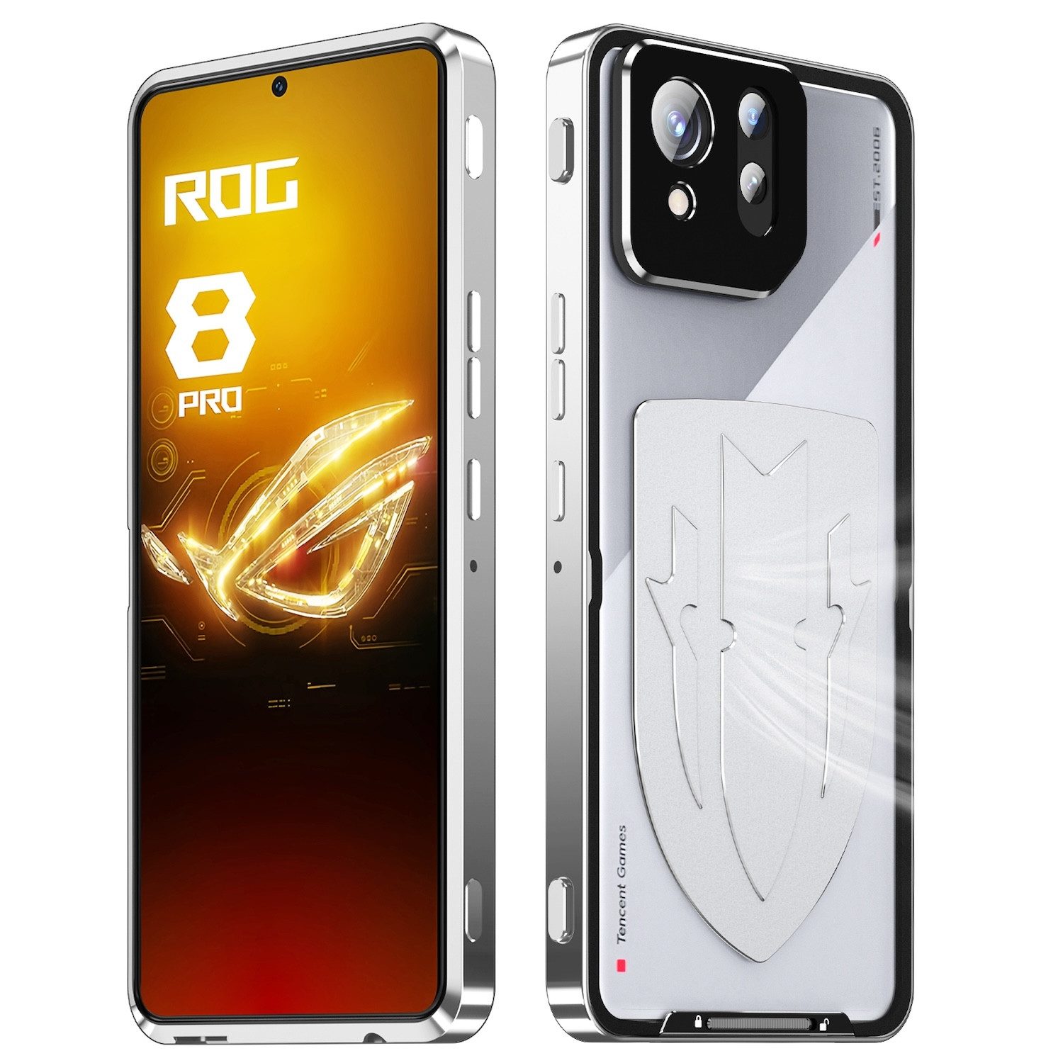 Wigento Handyhülle Für Asus ROG Phone 8 / 8 Pro Hitzeableitende Metall Handyhülle Silber