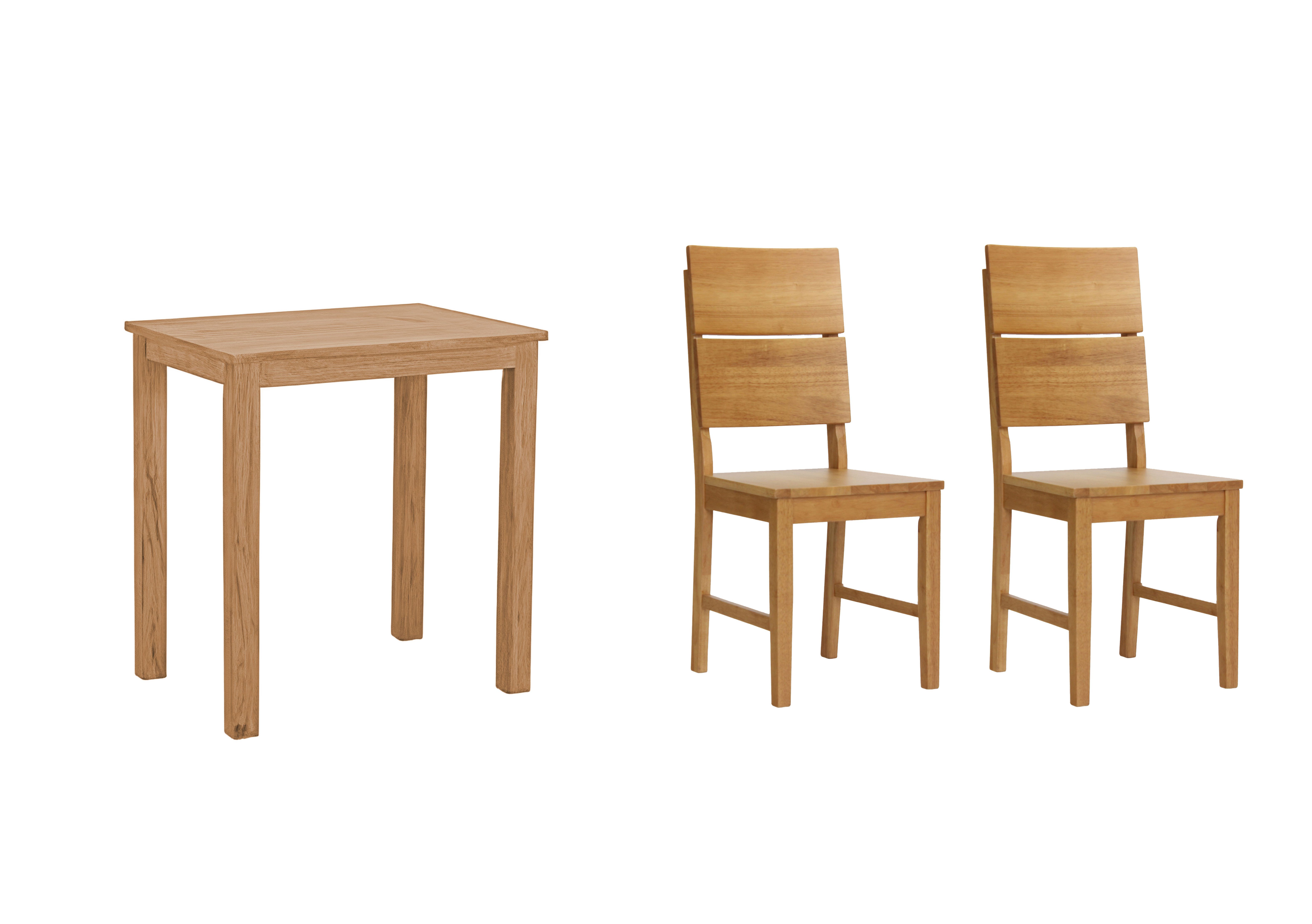 Woodroom Essgruppe Kota, (aus Hevea Massivholz, lackiert, Esstisch 50x70cm mit 2 Stühlen), Stuhl-Set und Tischgruppe für Esszimmer