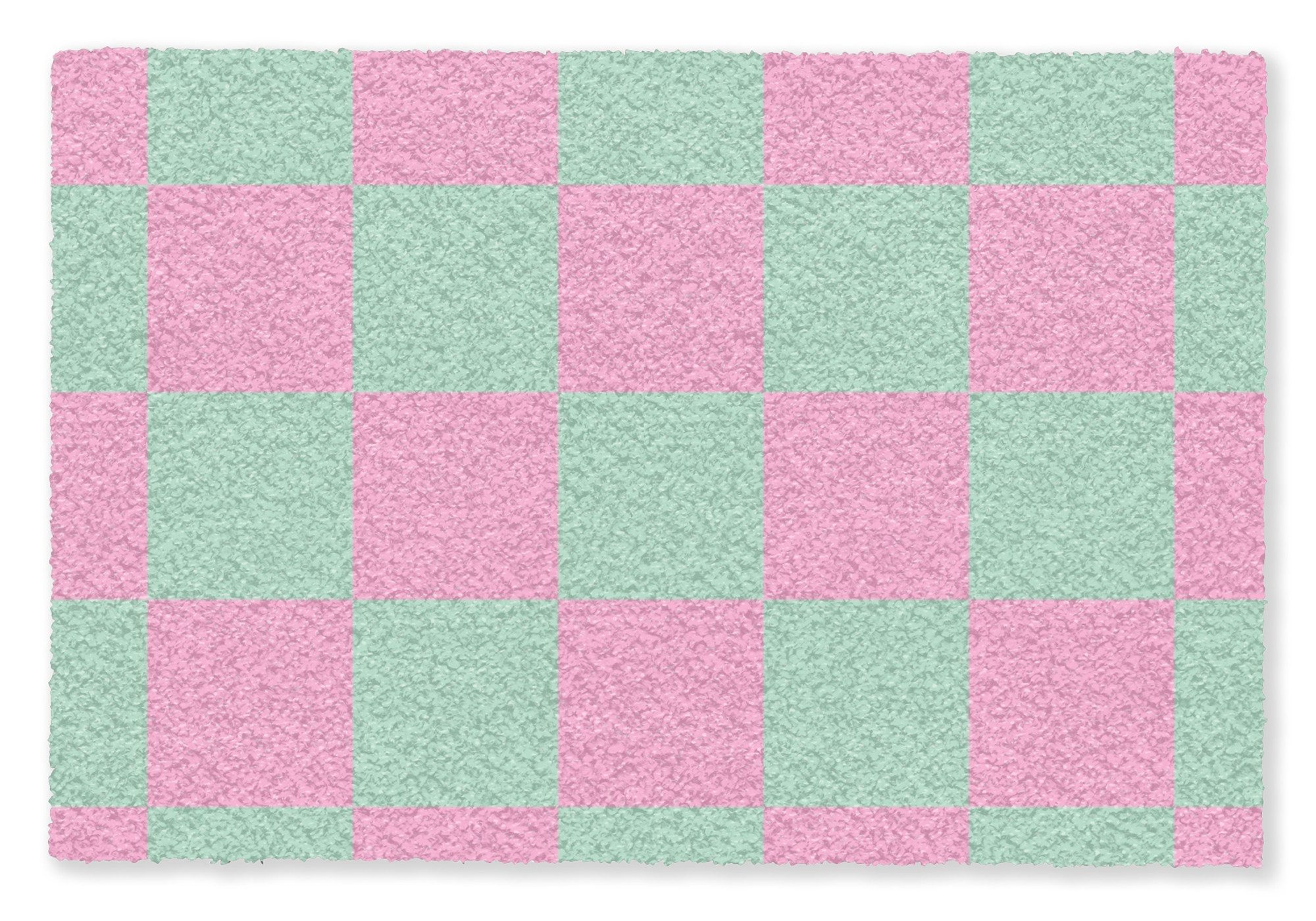 MuchoWow Fußmatte Schachbrettmuster - Grün - Rosa - Würfel, Rechteckig, innen Schmutzfangmatte, Tür, Schmutzfänger Flur, Teppich 60x40 cm