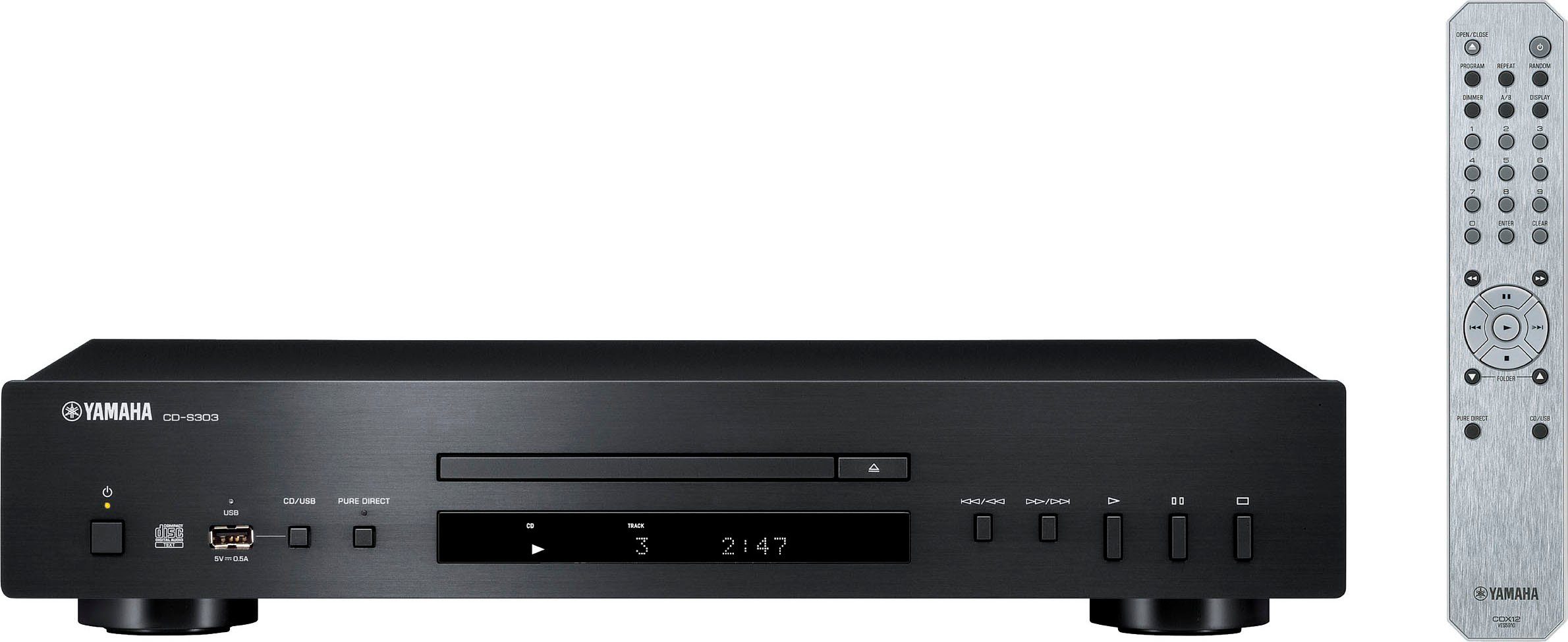 Yamaha CD-S303 CD-Player (CD, Display mit Uhranzeige, Displaybeleuchtung, USB-Aufnahme)