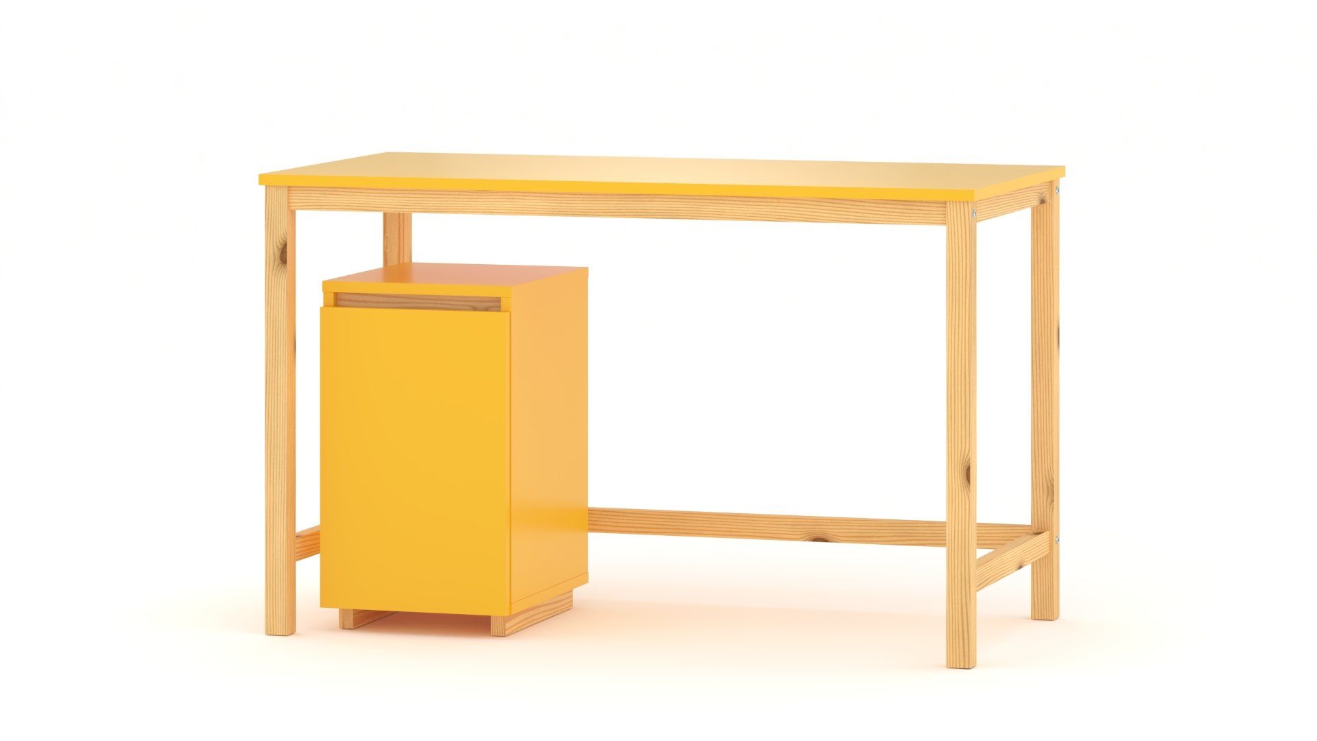 Siblo Schreibtisch Schreibtisch Elio mit Container und farbigen Beinen (Schreibtisch Elio mit Container und farbigen Beinen) Gelb
