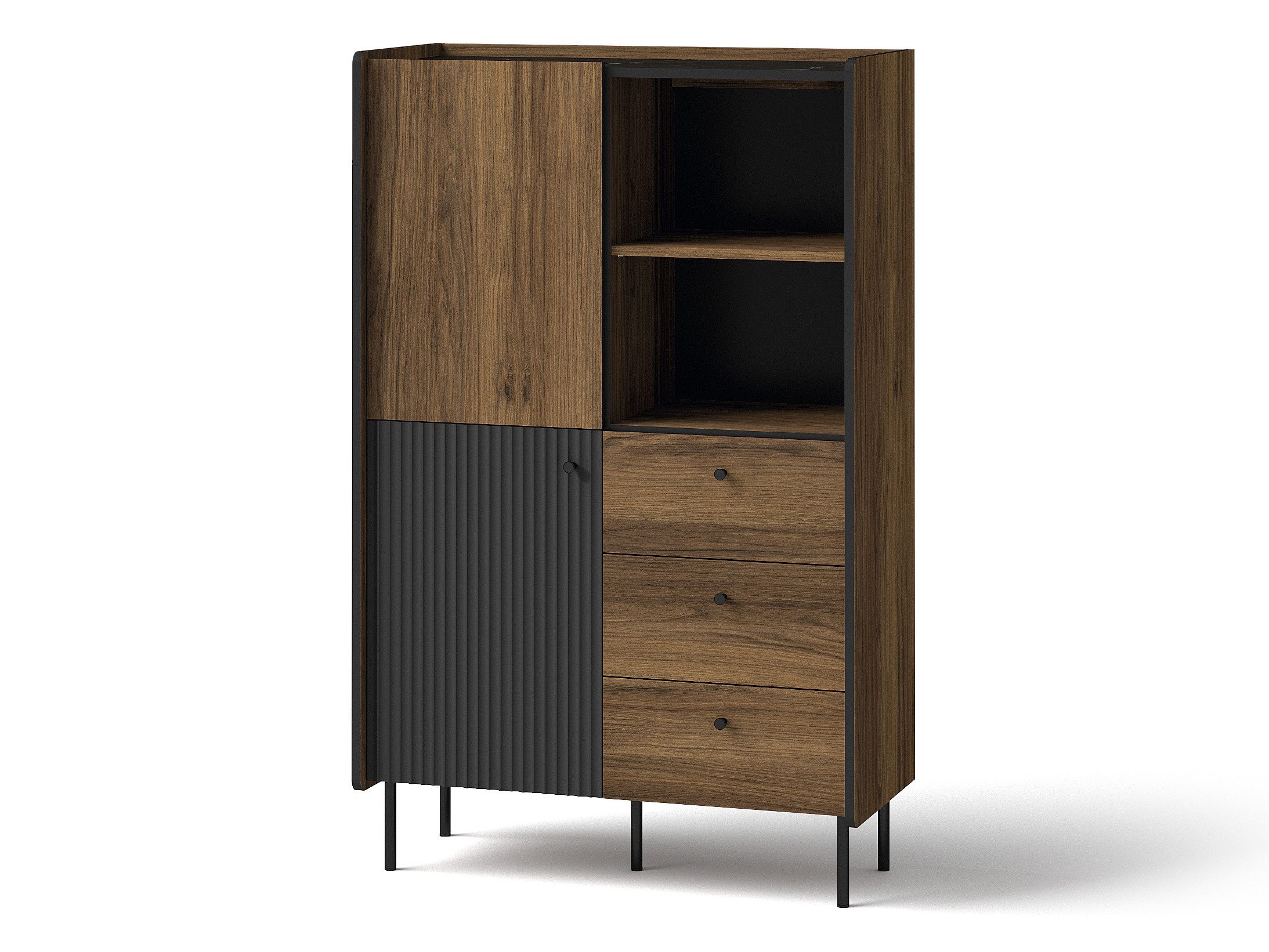 Beautysofa Kommode PIANO mit 2 Türen & 3 Schubladen (im modernen Stil, mit 5 Einlegeböden), Breite: 88 cm