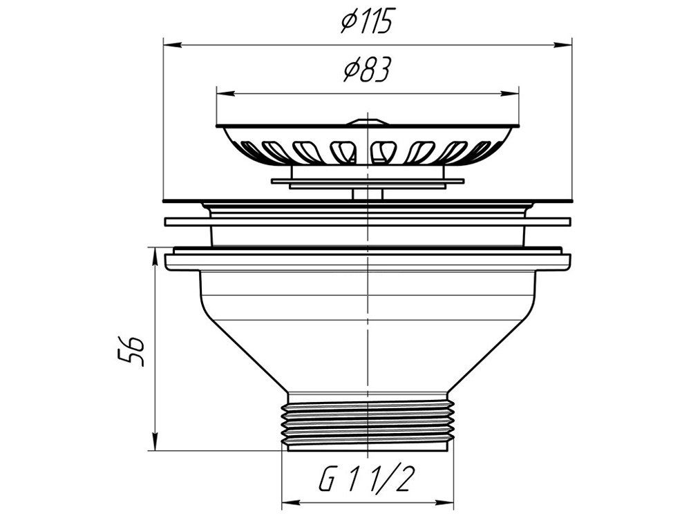 Belvit Bodenablauf BV-AB1002, 1-tlg., Belvit Siebkörbchen mit Anschluss 1 1/2" (Siebkorbventil)