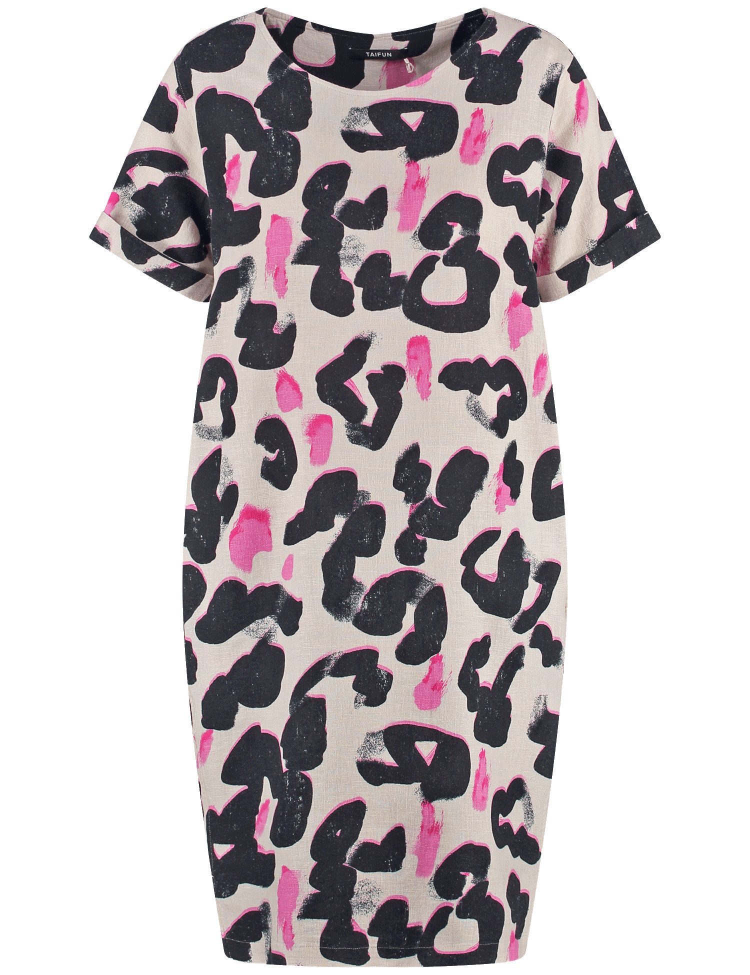 Taifun Midikleid – Midikleid mit All-Over-Print & Rundhalsausschnitt - Kurzarm