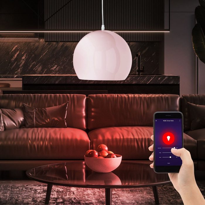 etc-shop Smarte LED-Leuchte Leuchtmittel inklusive Kaltweiß Warmweiß Neutralweiß Tageslichtweiß Farbwechsel Smart Home Pendel Leuchte Alexa Google Decken Hänge Lampe