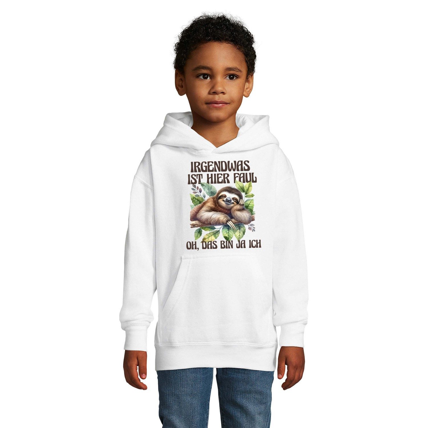Blondie & Brownie Hoodie Faultier Hoodie Kinder Kapuzenpulli Lustiges Tiermotiv Spruch Pulli (Einzelstück, Einzelartikel) Faultier Spruch Hoodie Kinder