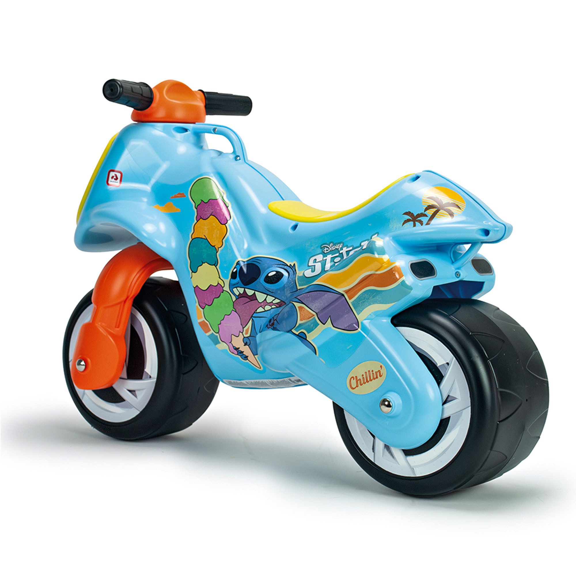 INJUSA Rutschmotorrad Stitch, Kinder Rutscher in Blau, stabile Kunststoffräder, bis 30 kg Last
