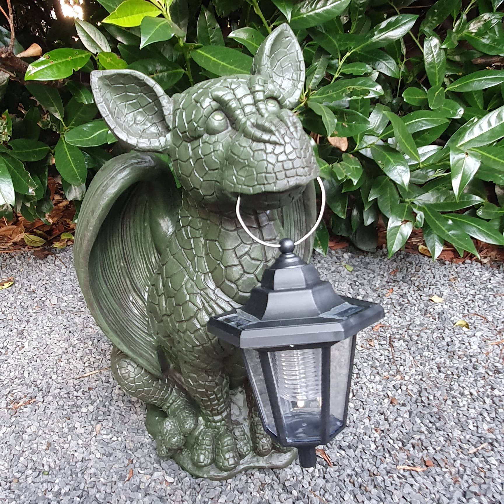 Aspinaworld Gartenfigur Gartenfigur Drachen Figur mit Lampe 45 cm