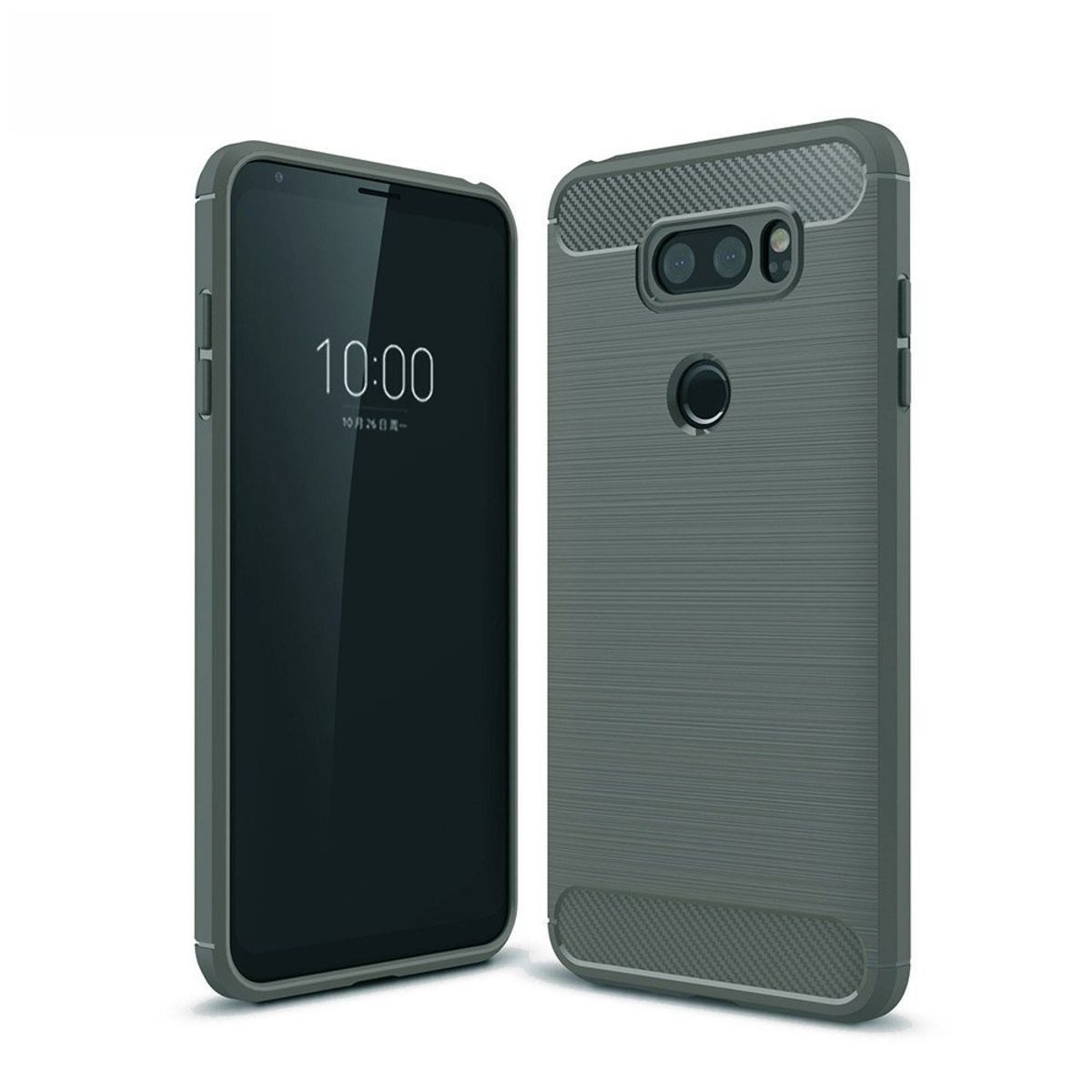 König Design Handyhülle LG V30S, LG V30S Handyhülle Carbon Optik Backcover Grau