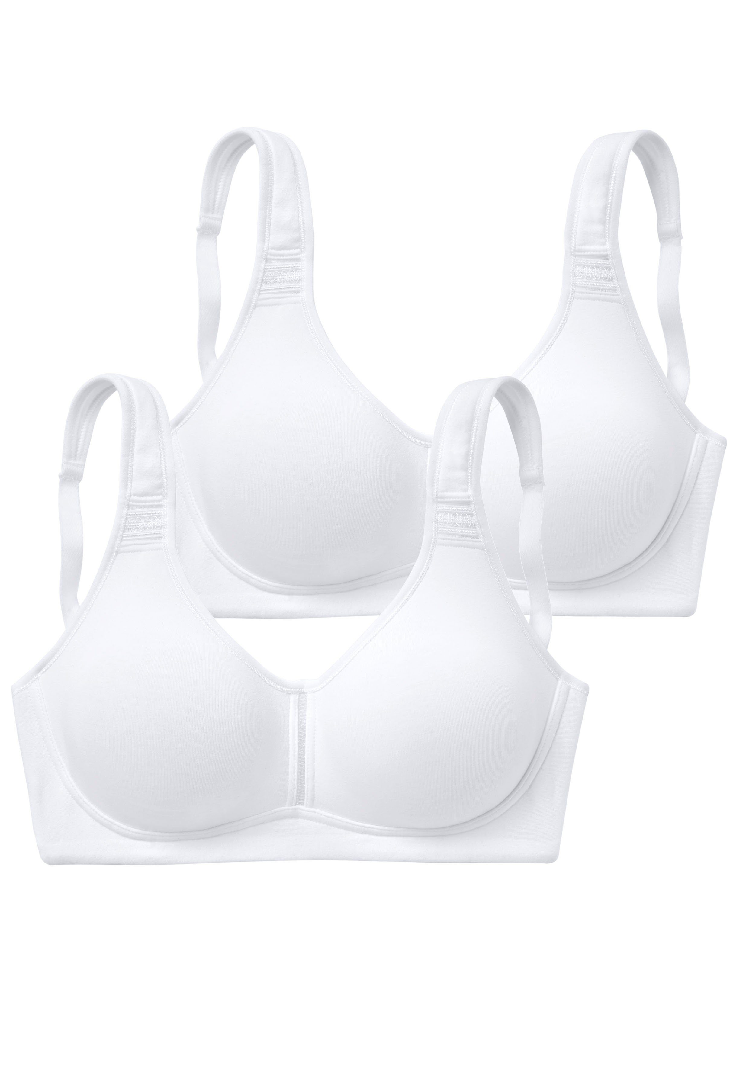 petite fleur by Lascana T-Shirt-BH, BH ohne Bügel, Baumwoll-BH, Soft-BH (Packung, 2 Stück) mit breiten Trägern, große Größen, bequemer BH – Bild 2 von 5