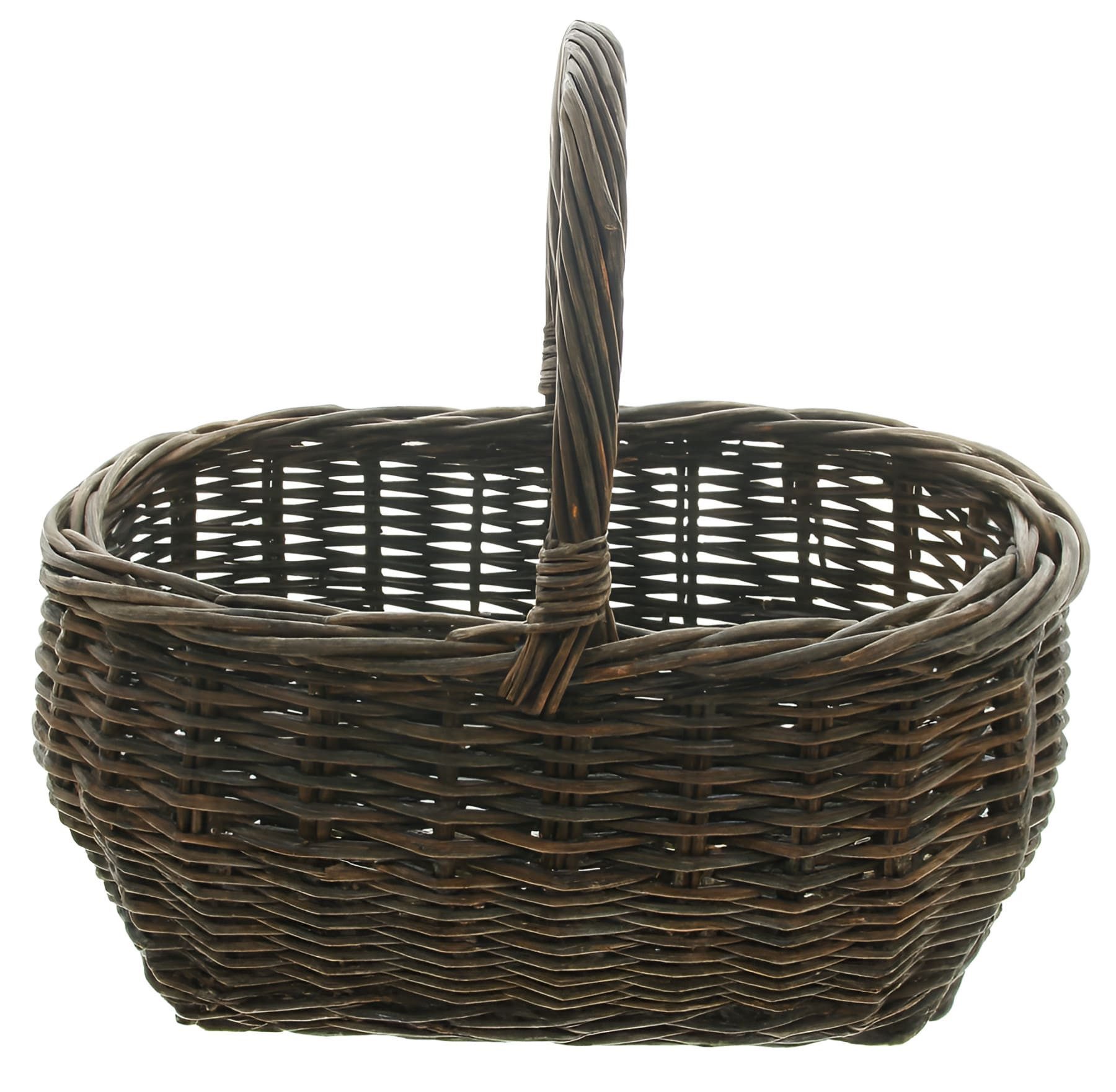 Dekoleidenschaft Einkaufskorb "Brown" Weide, groß, Weidenkorb mit Henkel, Flechtkorb, Picknickkorb