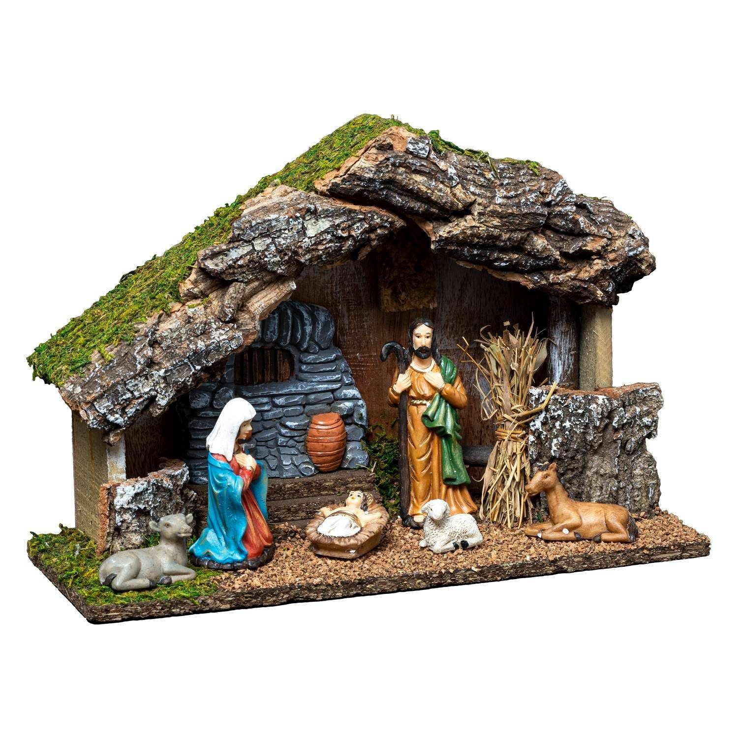 Crèche De Noël Vide En Mousse Et Bois – 38,5 Cm De Haut – à Personnaliser – Décoration Naturelle