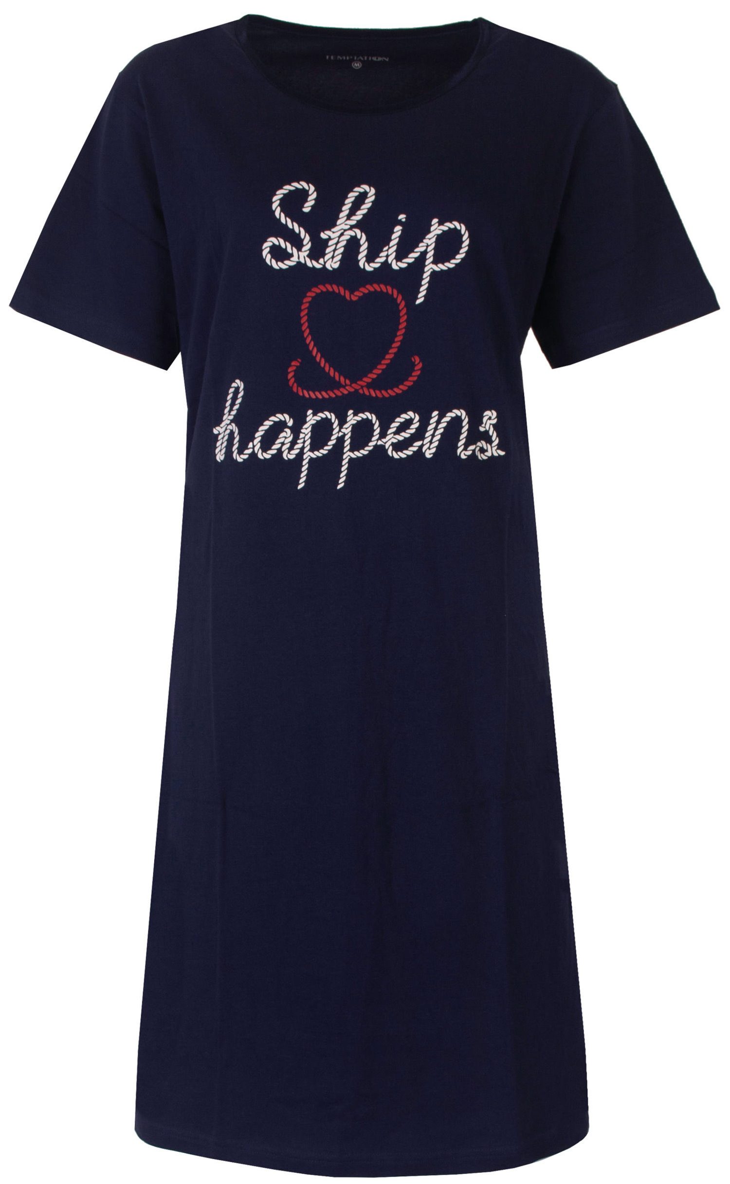 TEMPTATION Nachthemd Damen Schlafshirt mit kurzem Arm (1-tlg) Baumwolle