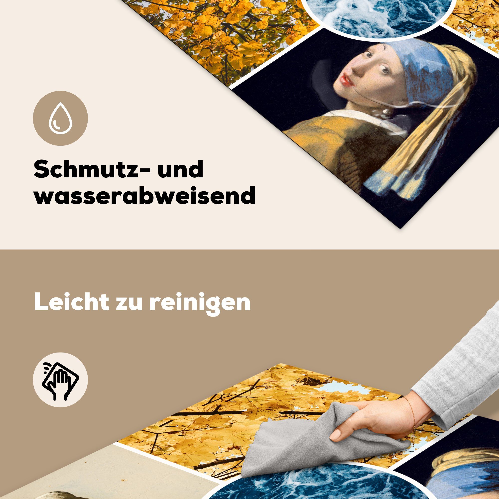 MuchoWow 78x78 Ceranfeldabdeckung, Vinyl, Kunst, (1 Collage - Herdblende-/Abdeckplatte tlg), cm, Arbeitsplatte für Vermeer küche -