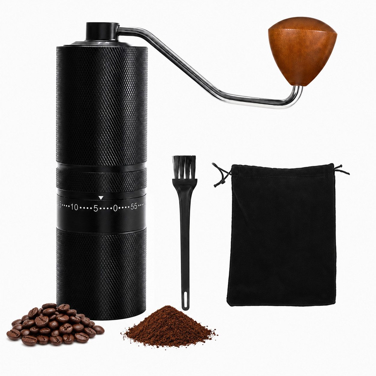 XEOOCE Kaffeemühle Handkaffeemühle 60 Mahlgrade Edelstahlmahlwerk, 60 Einstellstufen