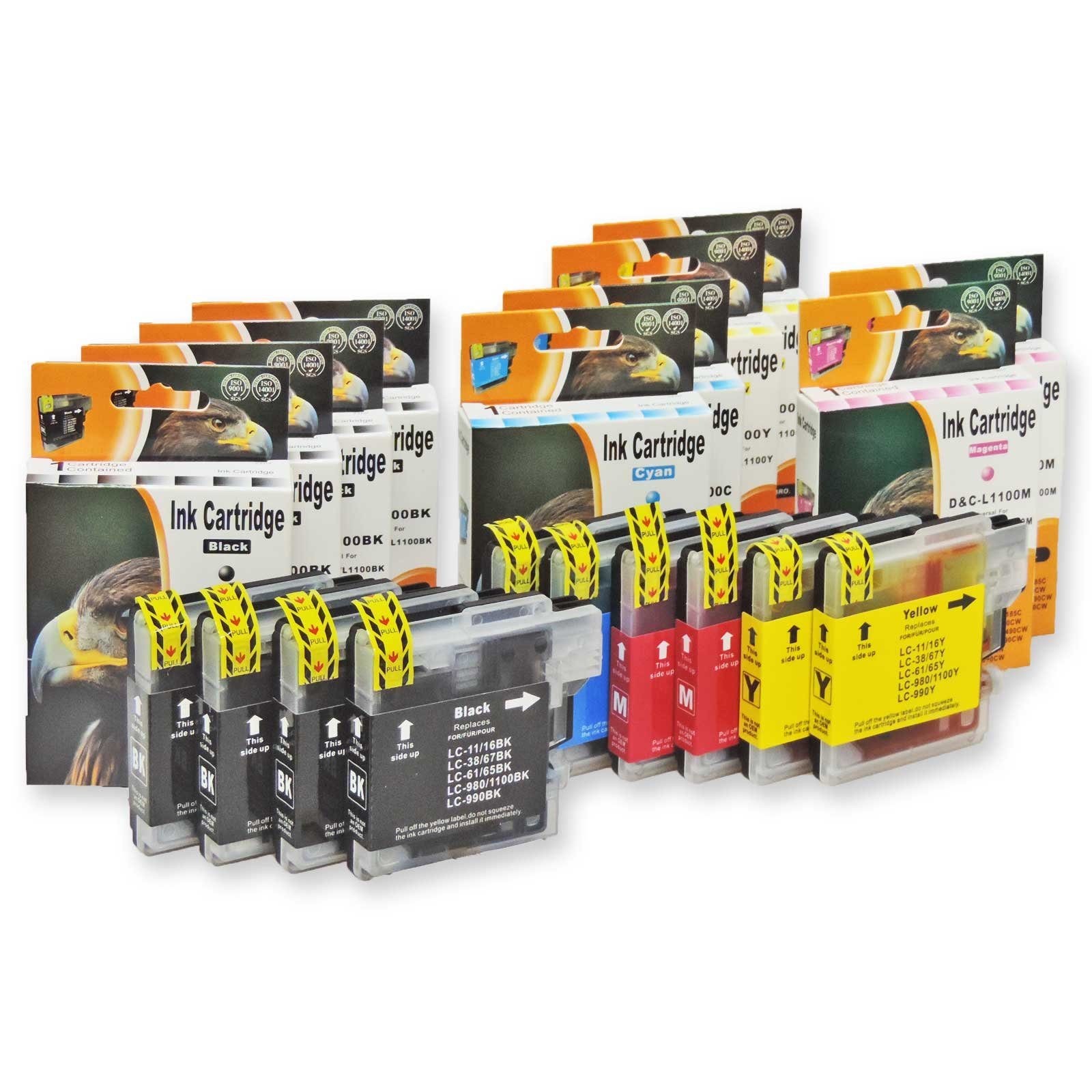 Kompatibel Brother LC-980, LC-1100 Multipack 10-Farben (4x Schwarz, Tintenpatrone (CW)