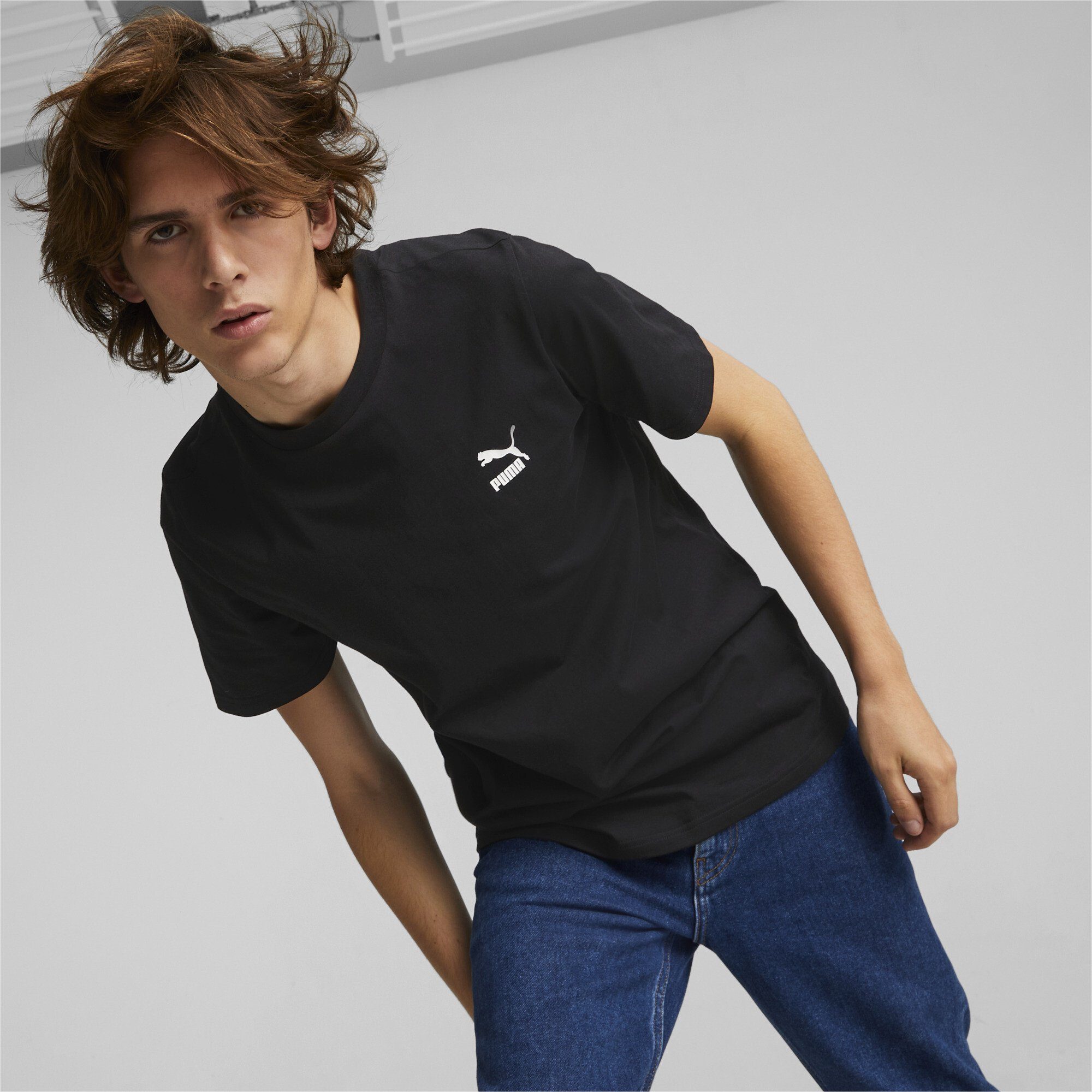 Herren Logo Small T-Shirt Black Classic T-Shirt PUMA