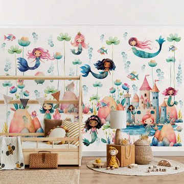 Bilderdepot24 Kindertapete Meerjungenfrau Wunderwelt Kinder Natur Landschaft Strand Meer bunt, Glatt, Matt, (Inklusive Gratis-Kleister oder selbstklebend), Mädchenzimmer Jungenzimmer Babyzimmer Bildtapete Fototapete Wandtapete