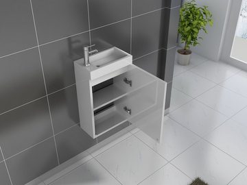 Junado® Waschbecken Vega, Set, Waschbecken mit Unterschrank in weiß, Breite 40cm, Soft-Close-Funktion, zeitloses Design