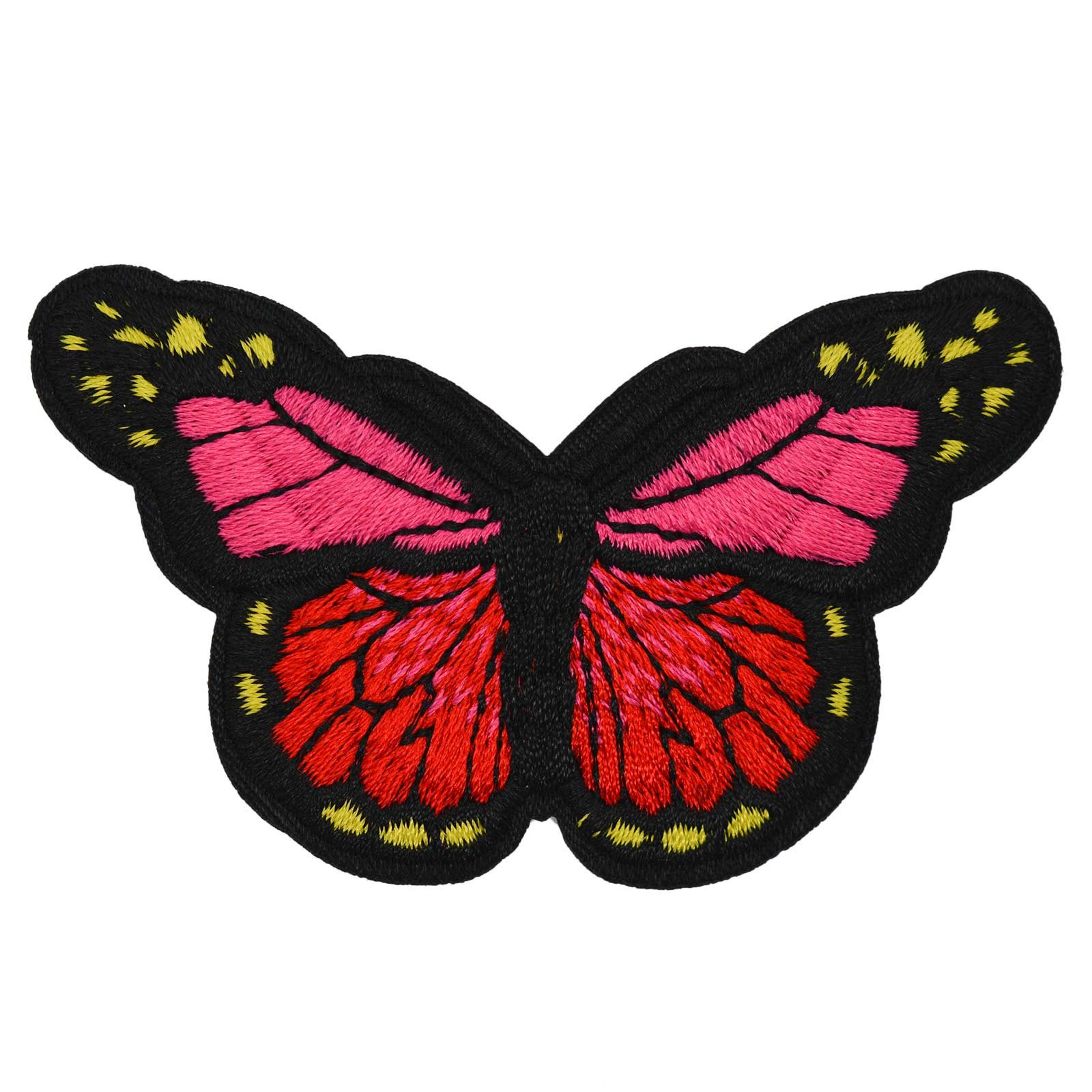 maDDma Aufnäher 3 Schmetterling Aufbügler bestickt Farb-/ Größenwahl, Polyester, Polyethylen Schicht, 46 x 78 mm rot
