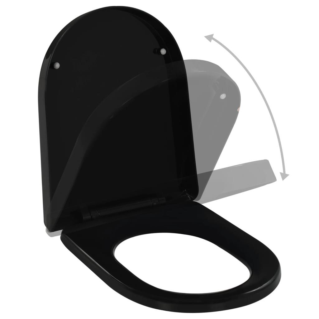 WC-Sitz 45 x 35 cm Toilettensitz mit Absenkautomatik und Quick-Release Schwarz