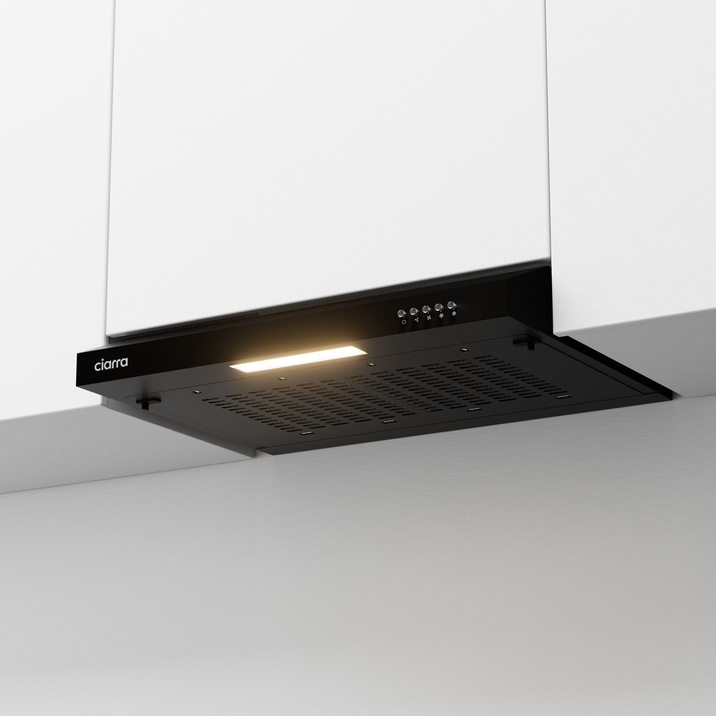 CIARRA Unterbauhaube 60 cm Dunstabzugshaube Abluft & Umluft 3 Stufen LED CBCB6903 für kleine Küchen, Metall Fettilter & Aktivkohlefiltermatte Schwarz