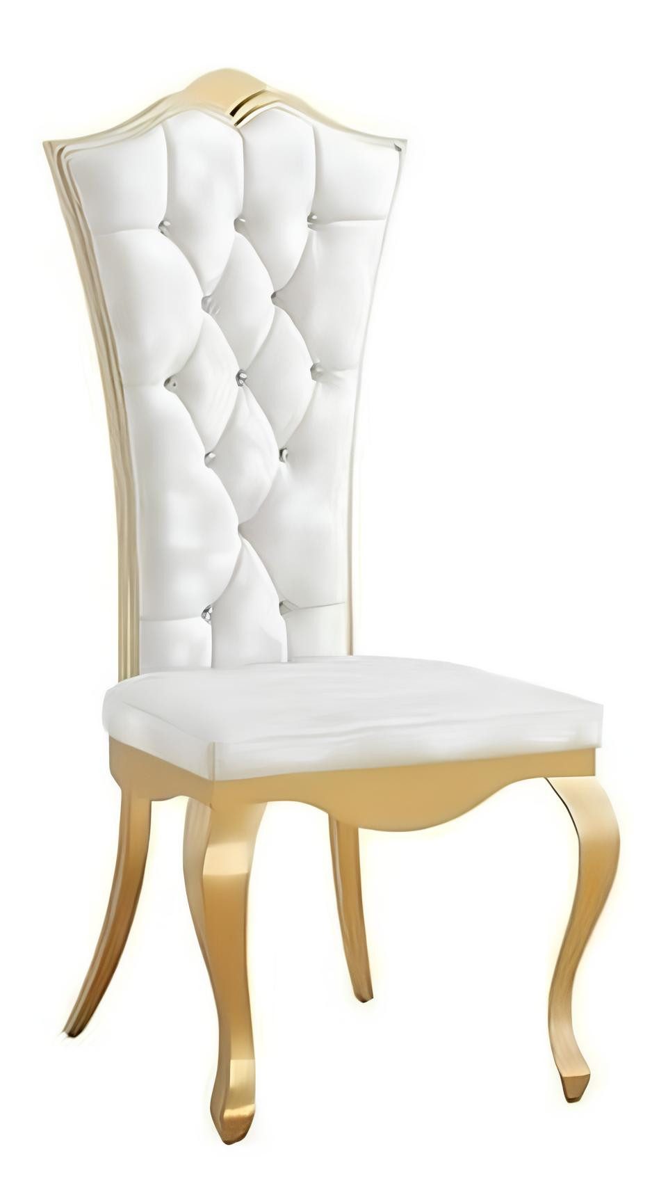 JVmoebel Esszimmerstuhl Lehnstuhl Стулья Möbel Esszimmer Edelstahl Weiß Edelstahl Metall Weiß, Made in Europa