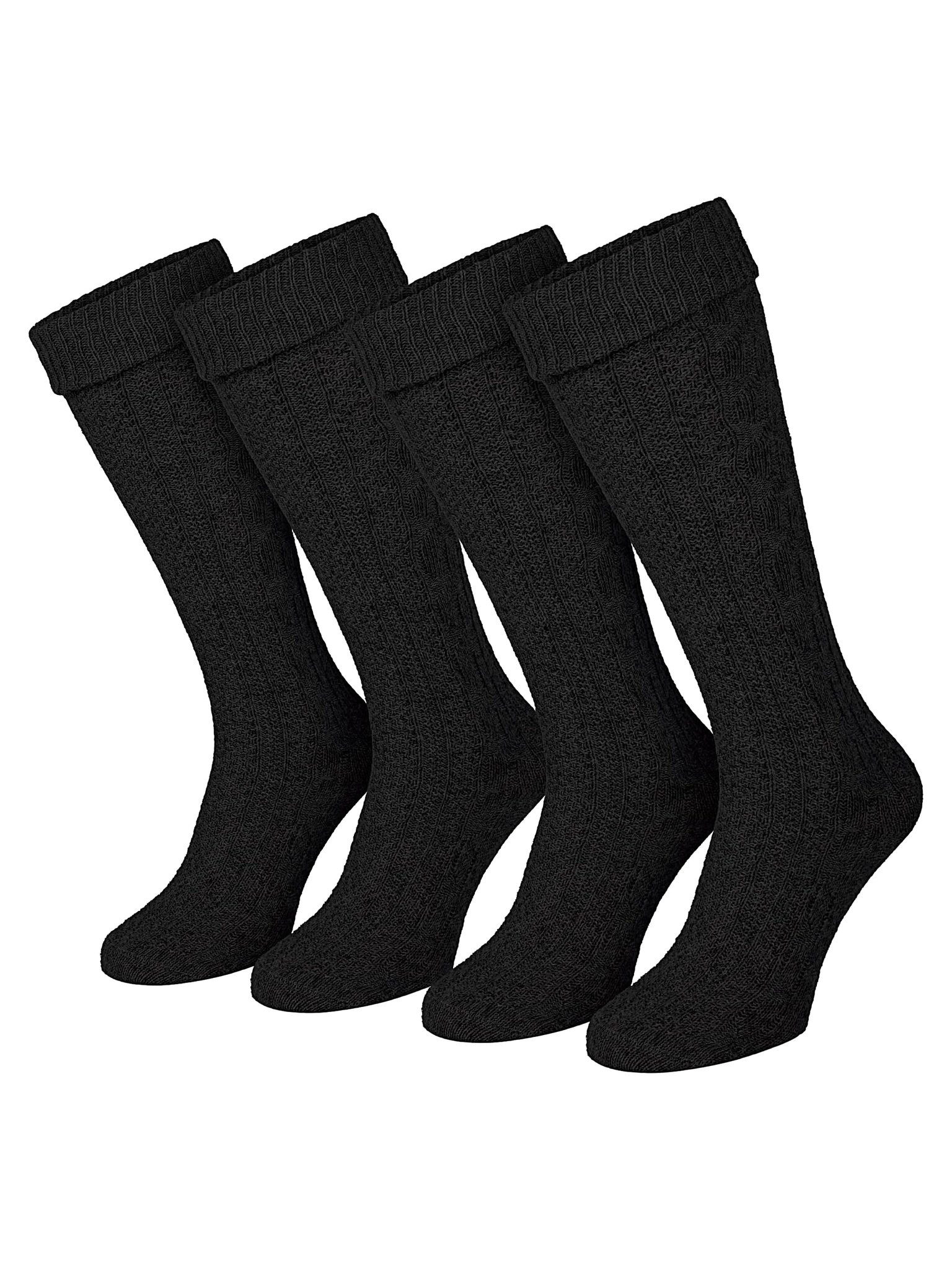 Black Snake Trachtensocken Trachtenstrümpfe als Kniestrümpfe mit Zopfmuster für Damen und Herren (Socken-Set, 2-Paar, Schwarz 35/38) lange Kniebundstrümpfe mit Rippbund in Beige Grau oder Schwarz im Set