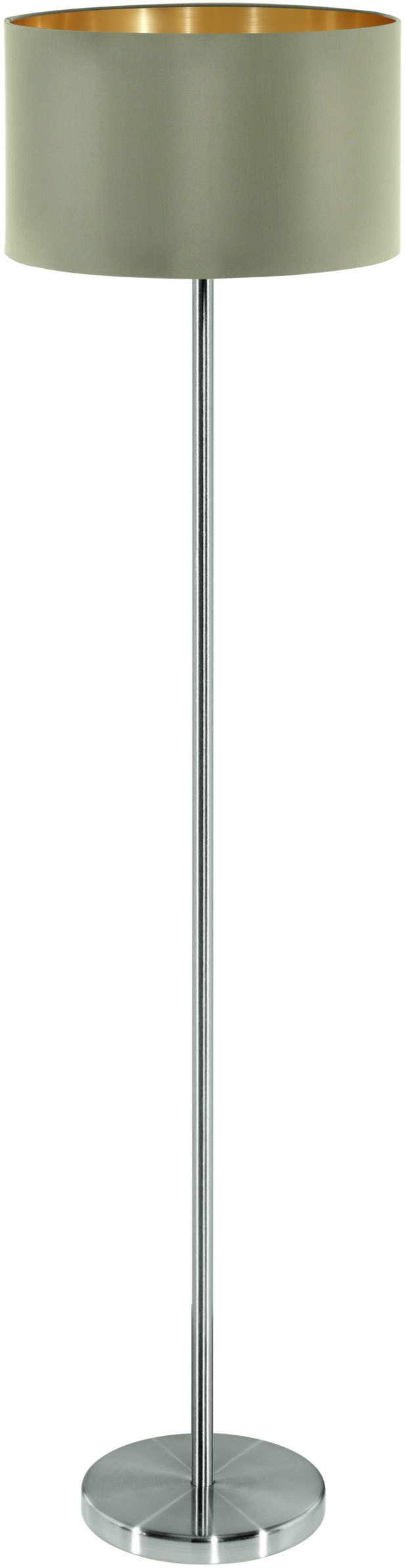 EGLO Stehlampe MASERLO Stehlampe - Stahl - E27 - 1X60W - IP20, Ein-/Ausschalter, ohne Leuchtmittel, Standleuchte, Wohnzimmer, Schlafzimmer, Esszimmer, H151 x Ø38 cm